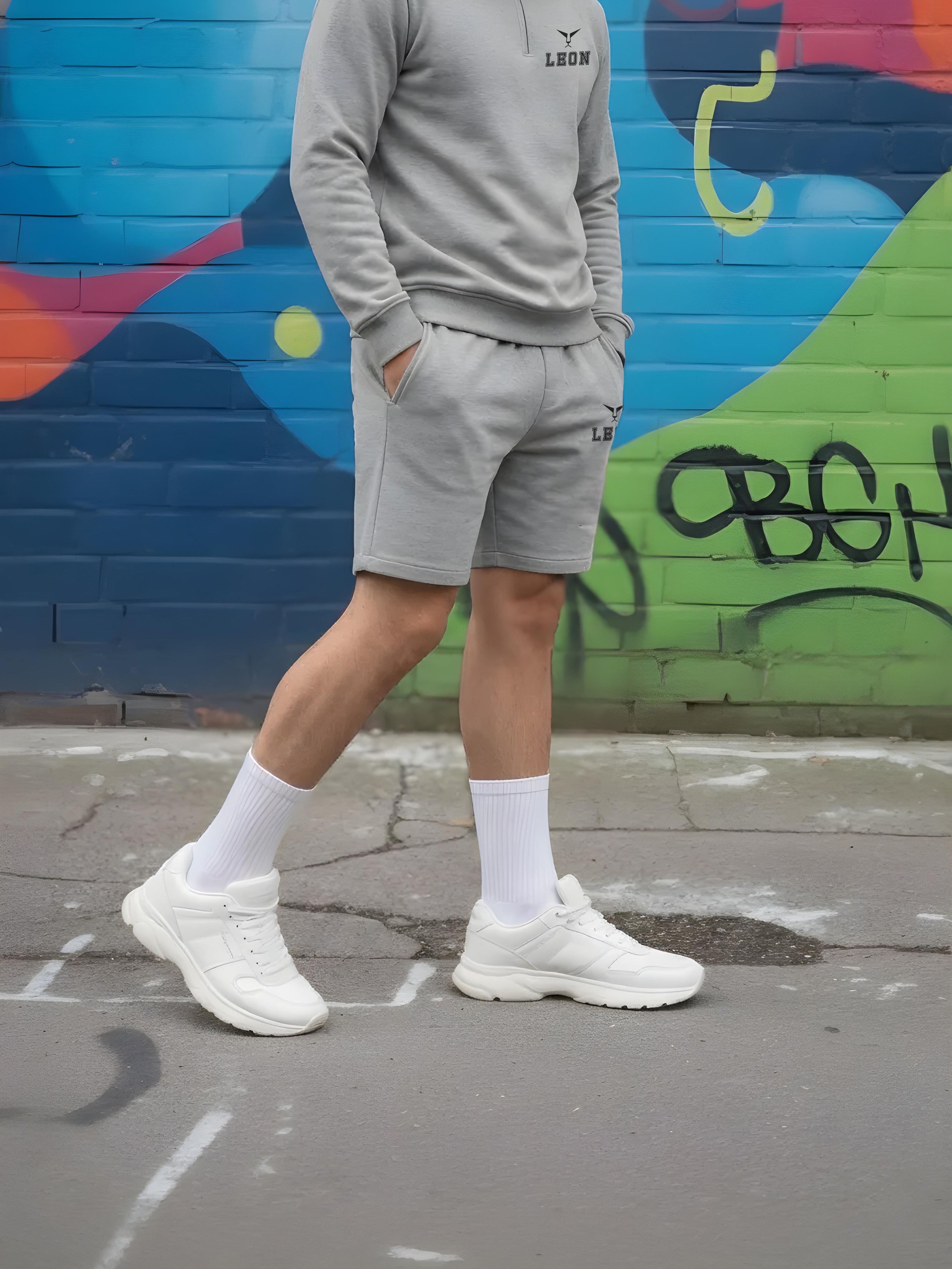 High Neck Half Zipper Sports Sweatshirt & Shorts Set