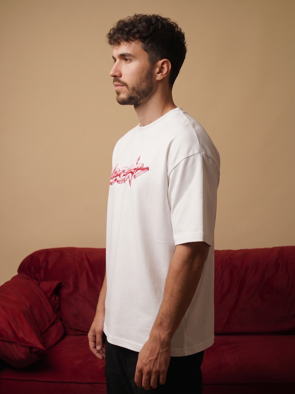 LEON Men's Oversized Leon Star Pink Printed T-Shirt LEON