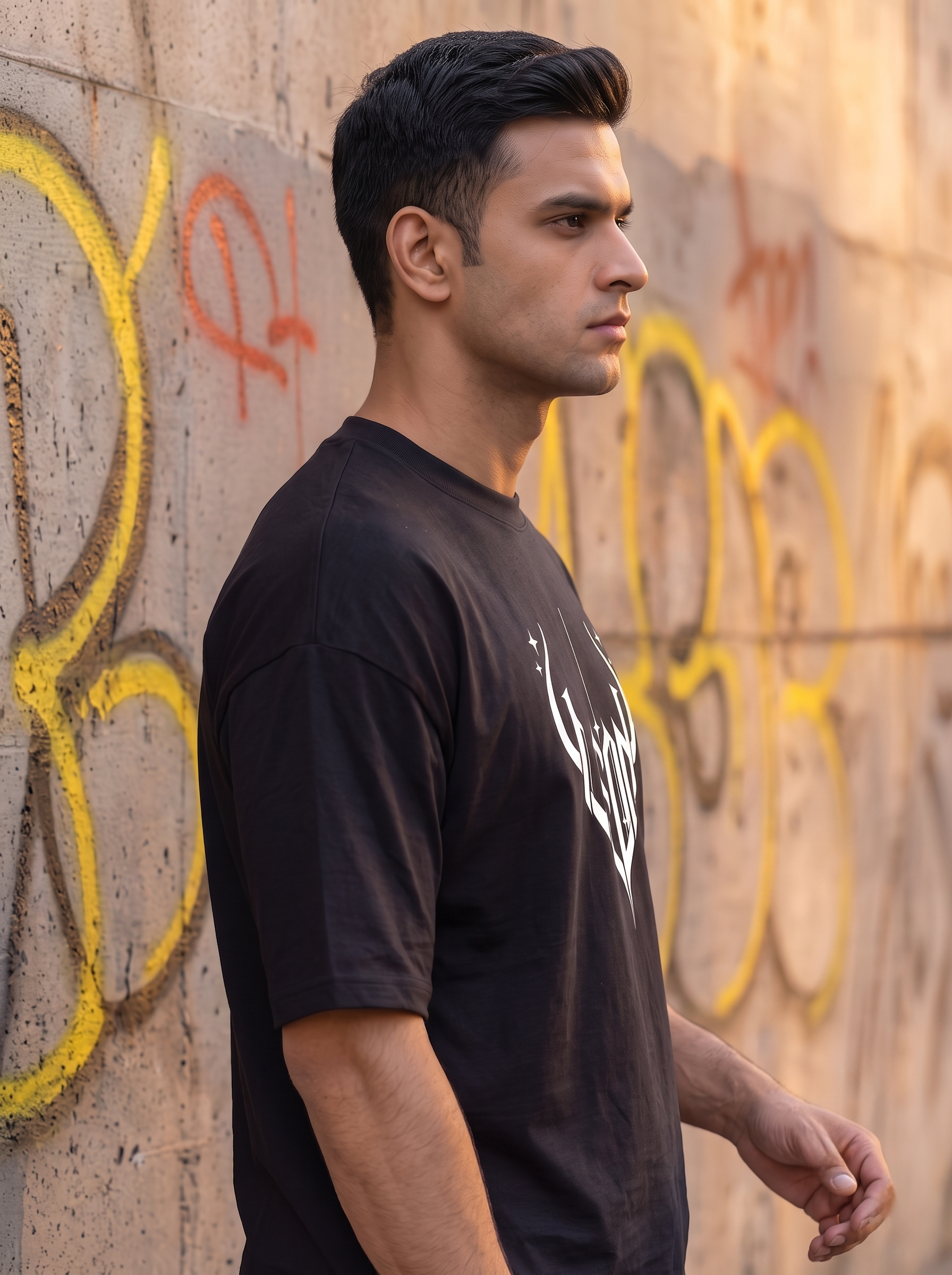 LEON Men's Oversized Gothic Printed T-Shirt LEON