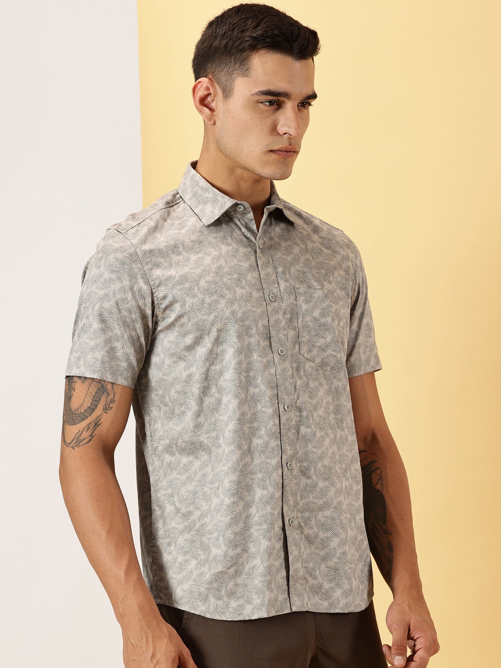 Leaf Printed Half Sleeve Shirt