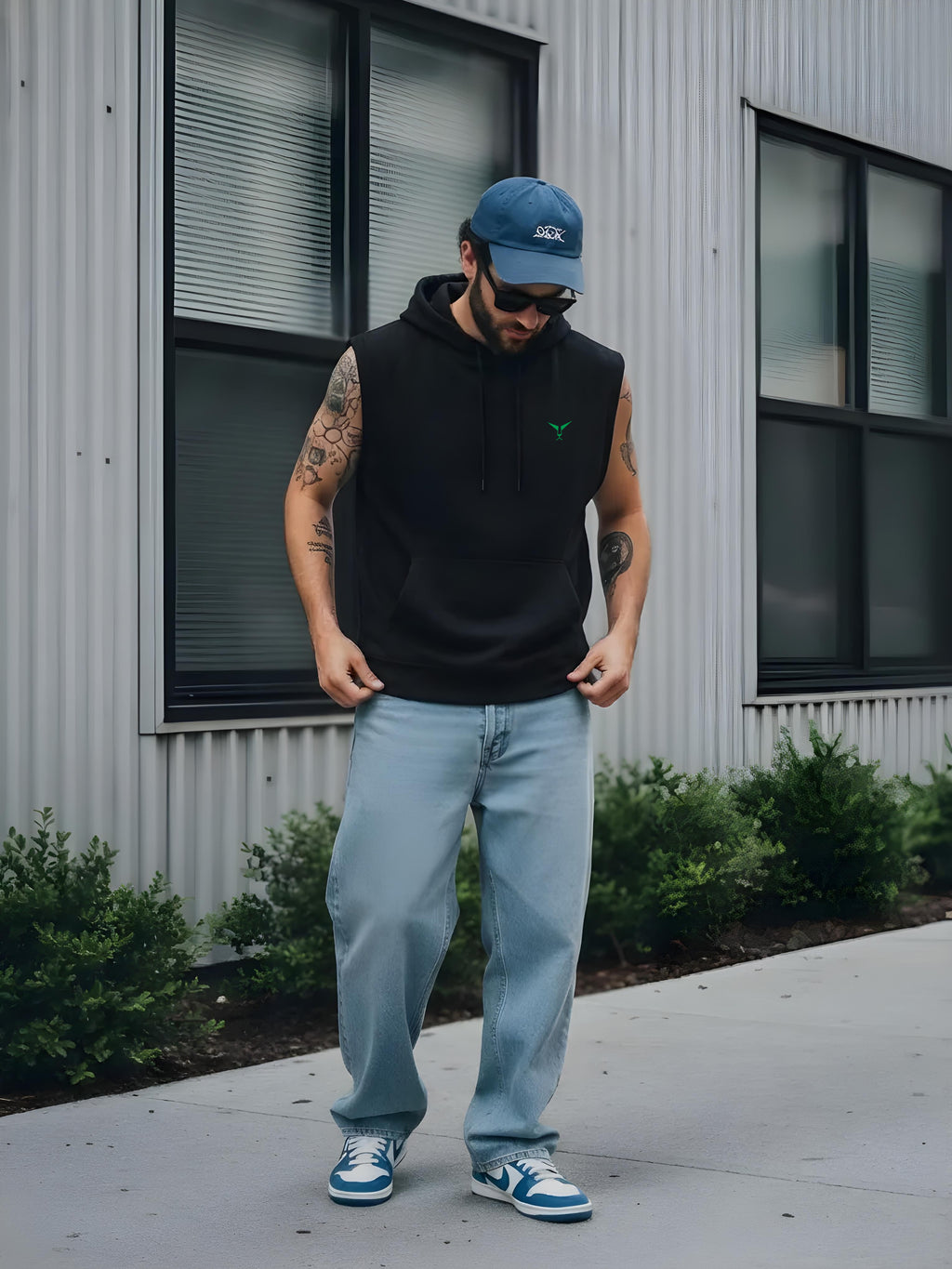 Solid Sleeveless Pullover Hoodie