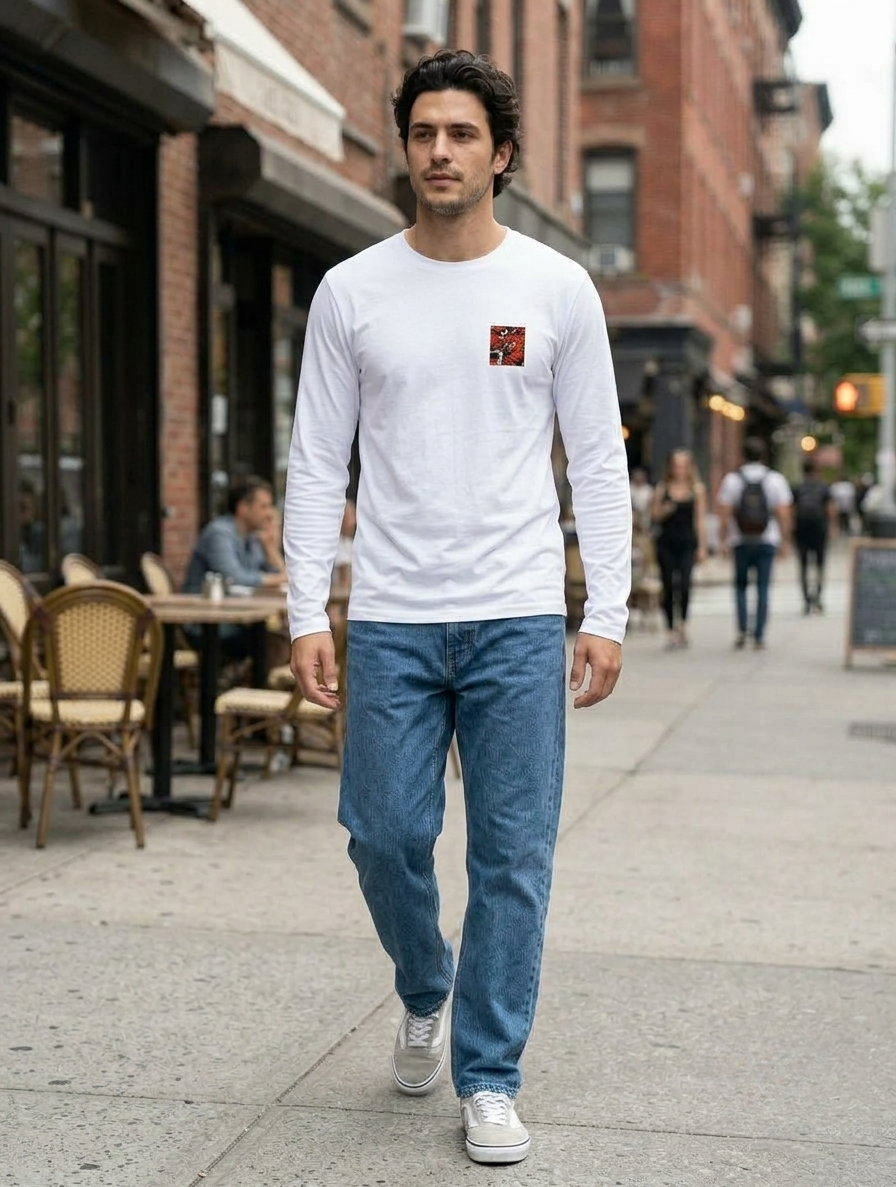 LEON Men’s Full Sleeve Printed T-Shirt | 100% Cotton 180 GSM Single Jersey LEON