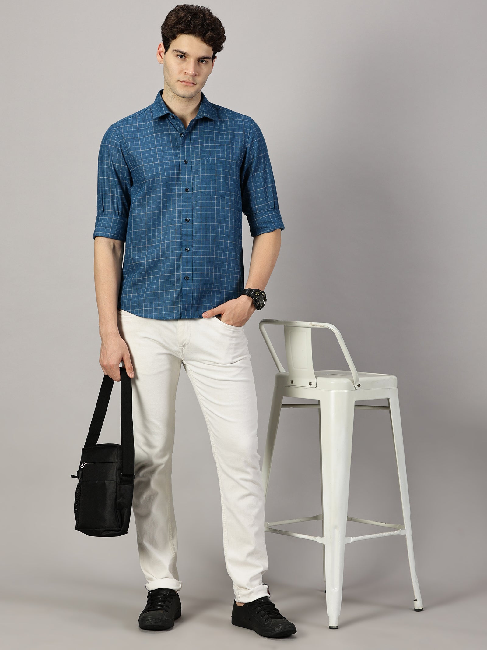 Checkered Poly Cotton Full Sleeve Shirt