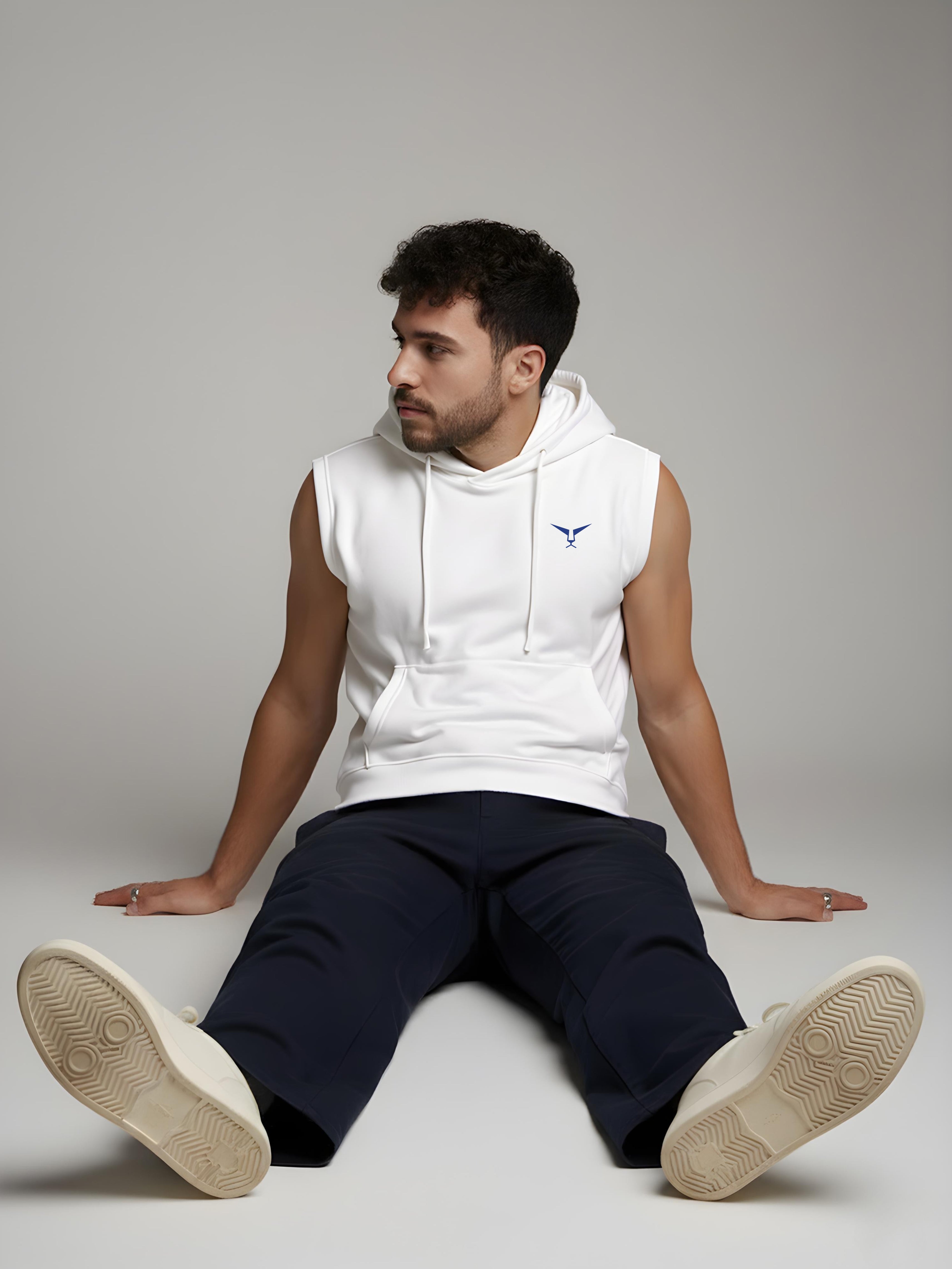 Solid Sleeveless Pullover Hoodie