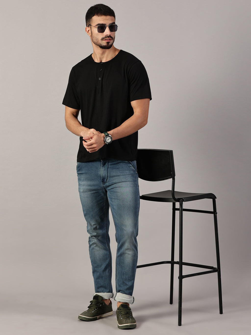 Henley Neck  Half Sleeve T-Shirt