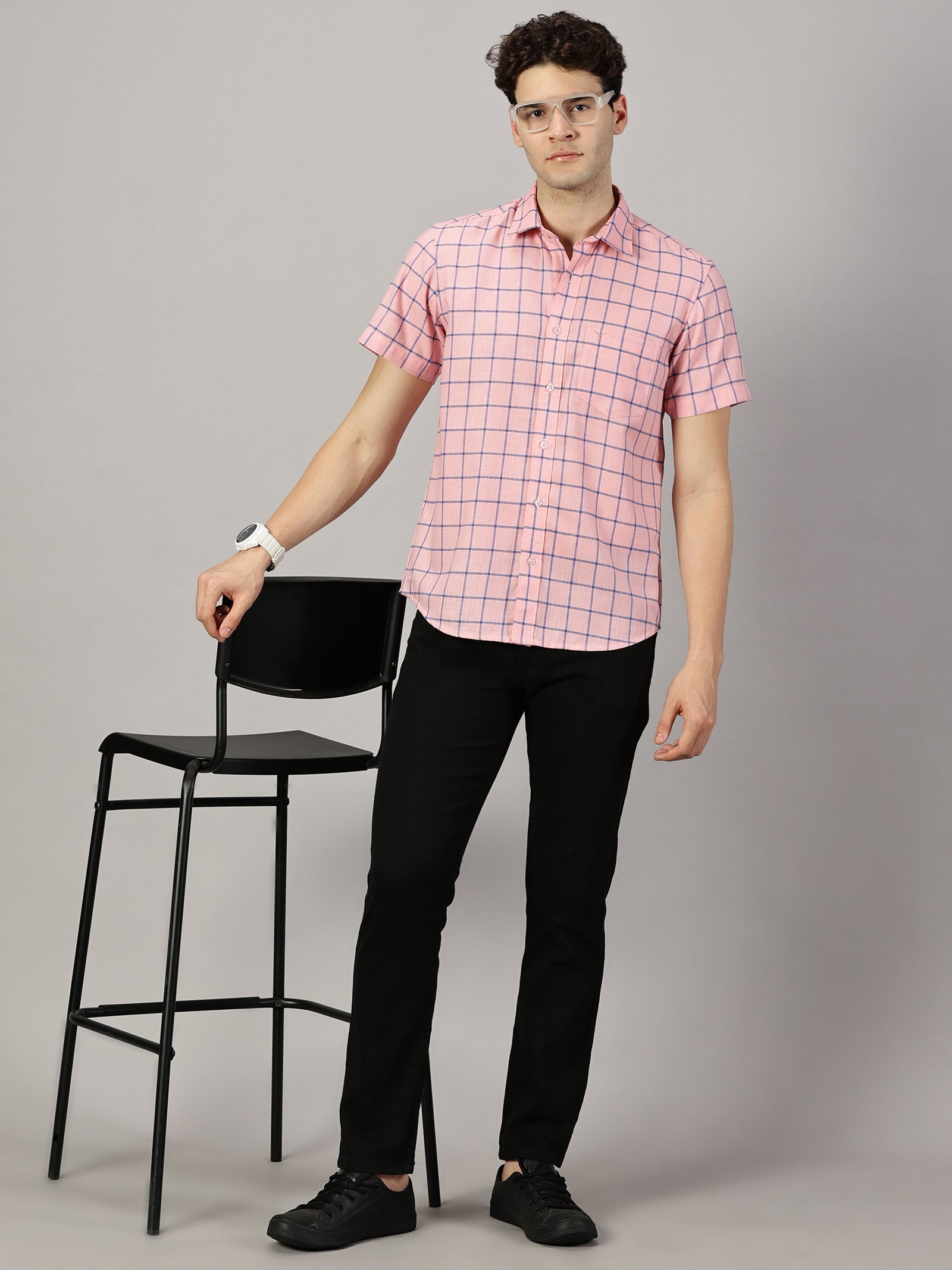 Checkered Poly Cotton Half Sleeve Shirt