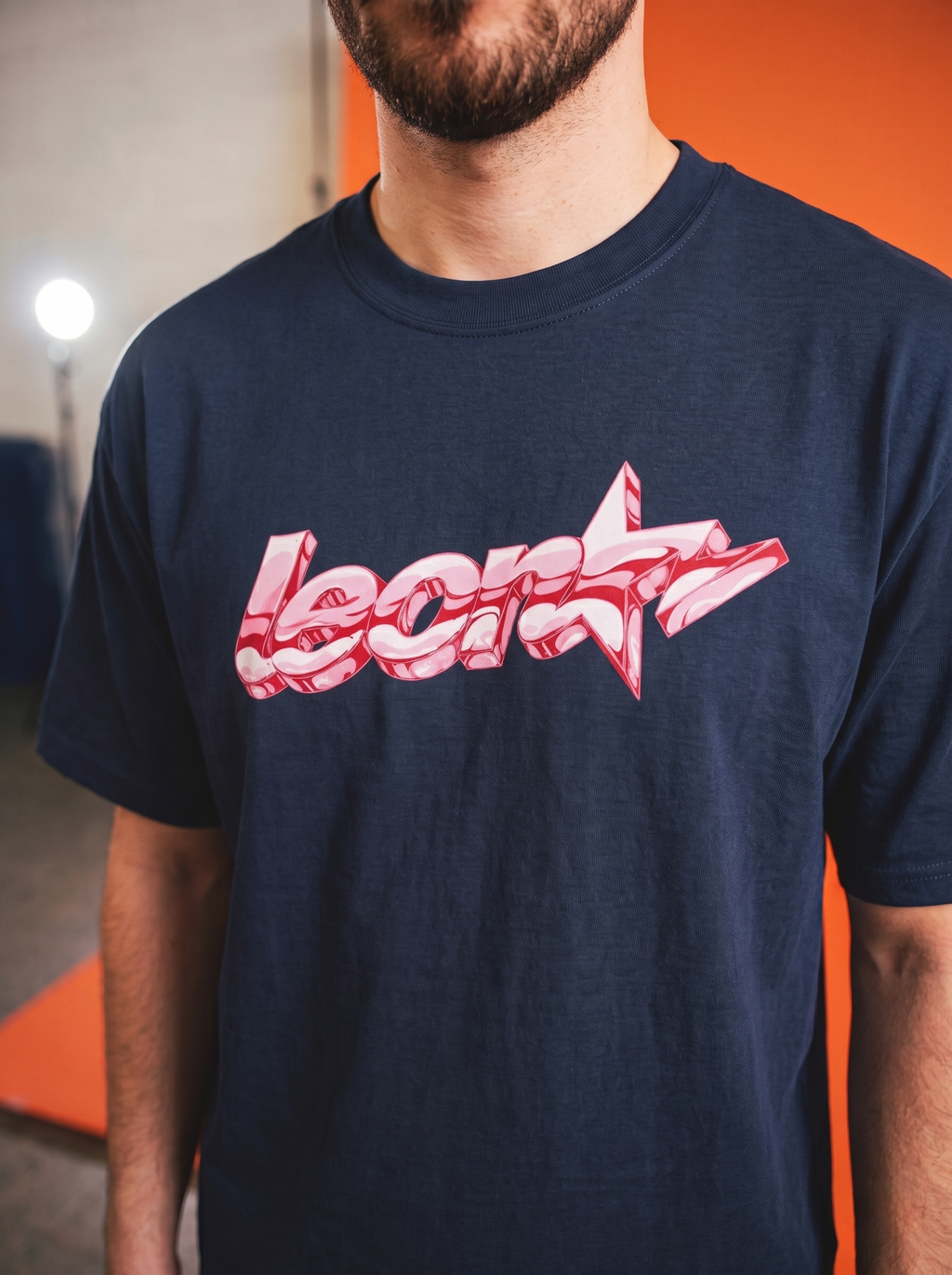 LEON Men's Oversized Leon Star Pink Printed T-Shirt LEON