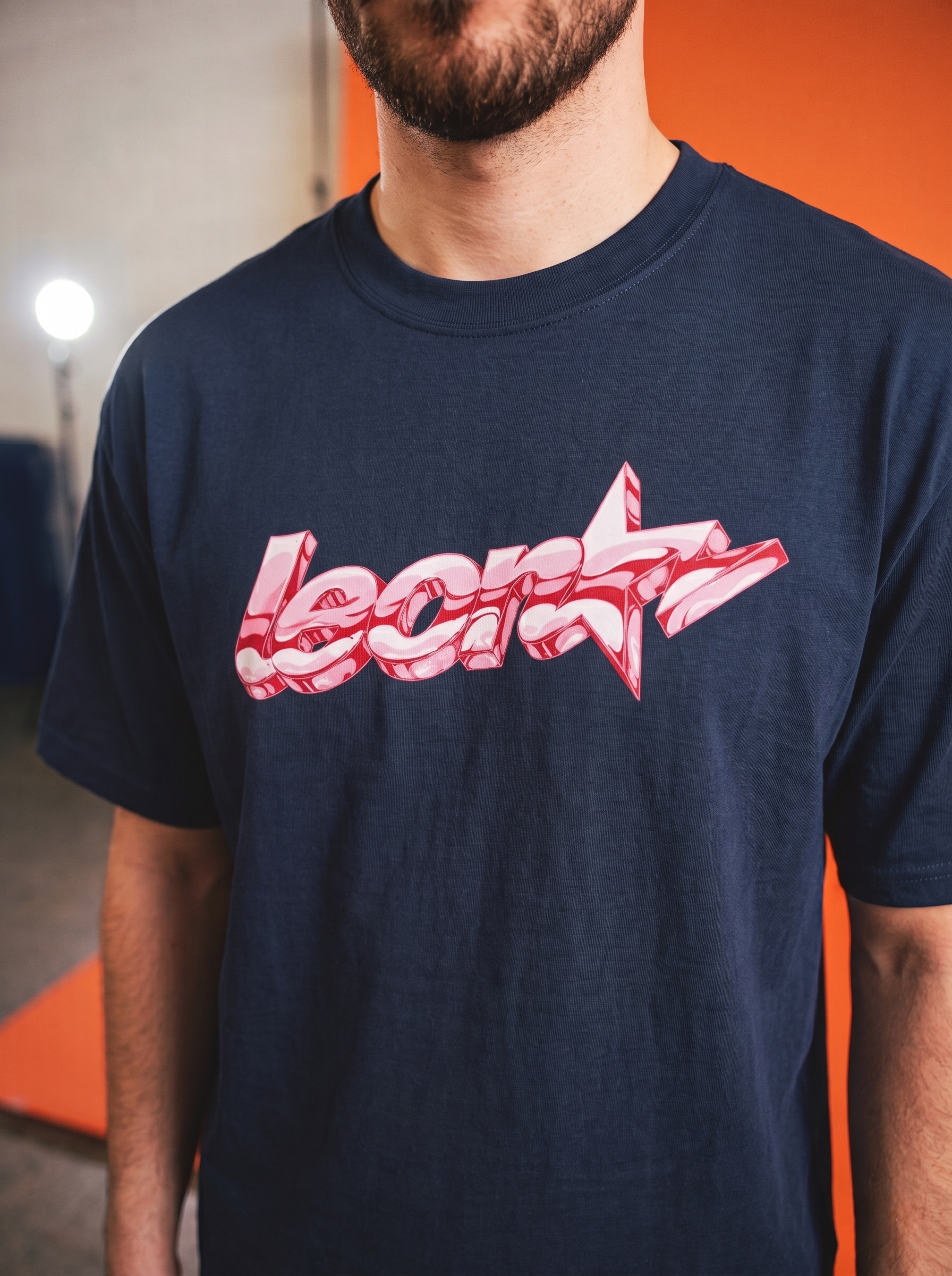 LEON Men's Oversized Leon Star Pink Printed T-Shirt LEON