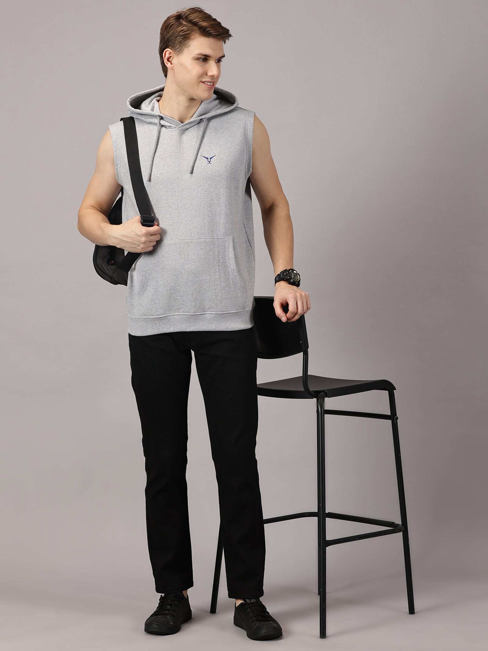 Fearless Printed Sleeveless Pullover Hoodie