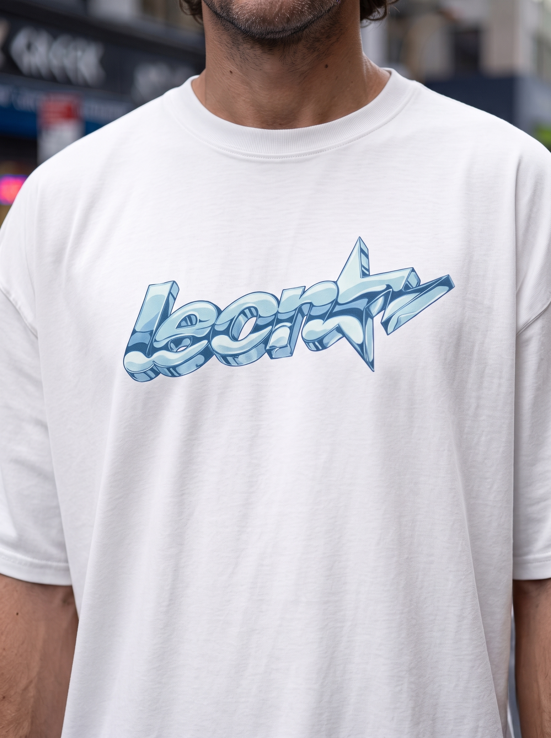 LEON Men's Oversized Leon Star Blue Printed T-Shirt LEON