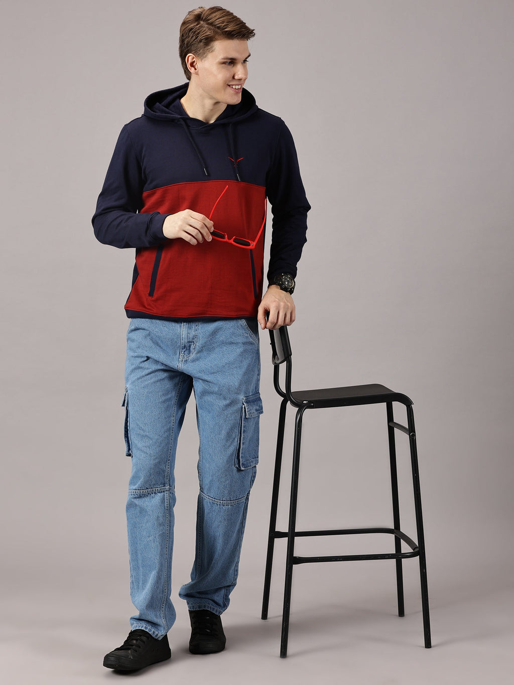 Color Block Cut & Sew Full Sleeve Pullover Hoodie