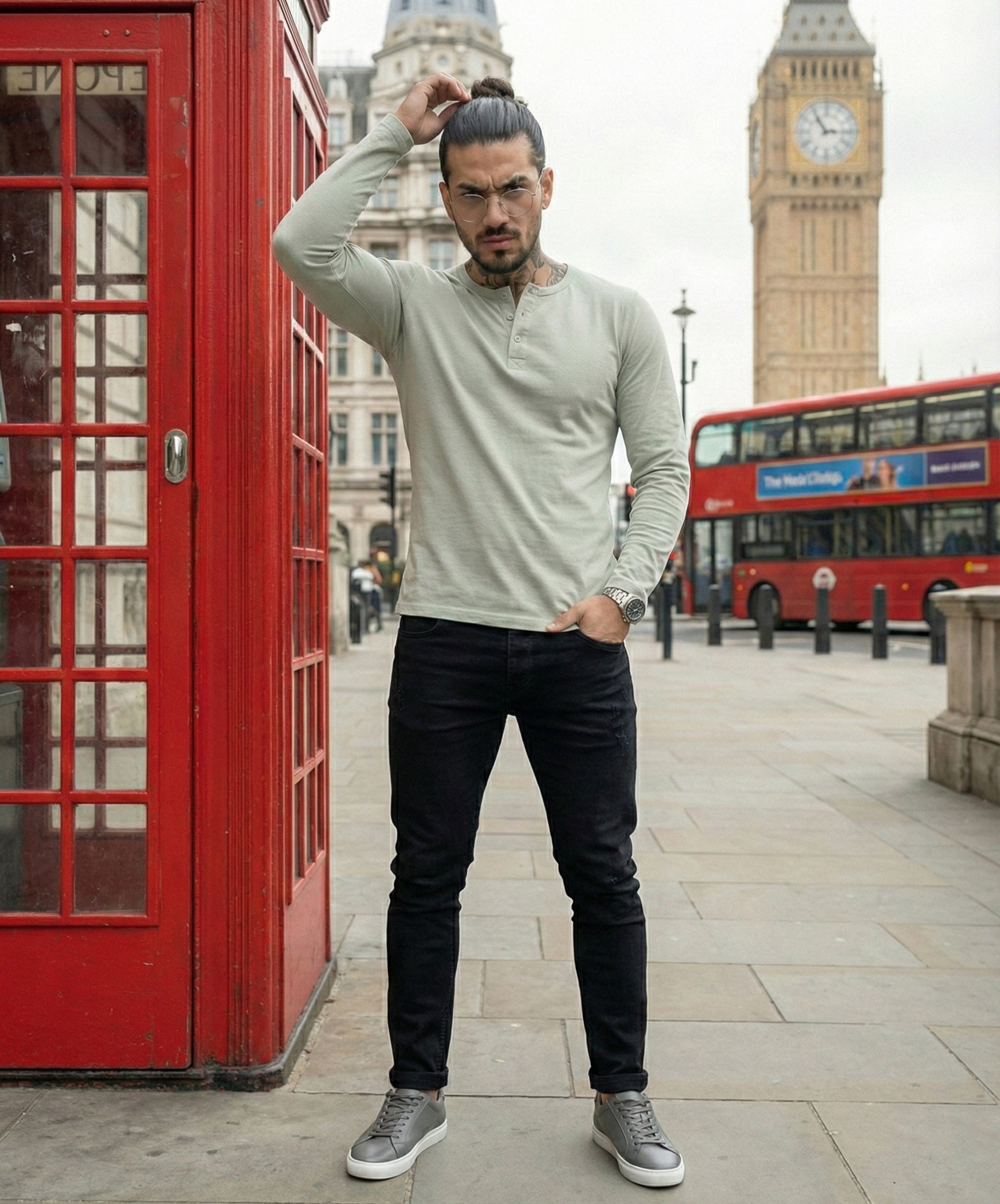 Henley Neck Full Sleeve T-Shirt