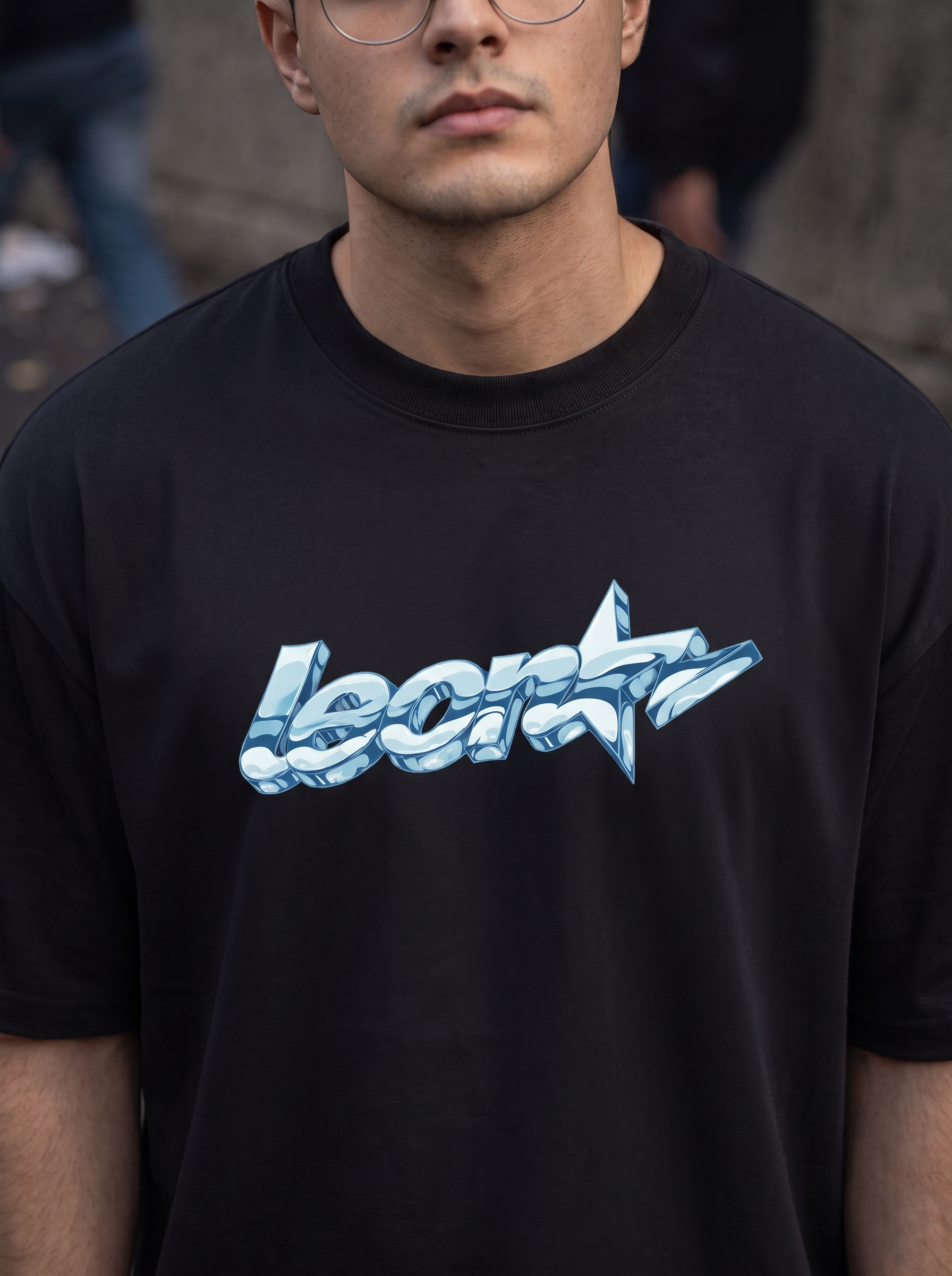 LEON Men's Oversized Leon Star Blue Printed T-Shirt LEON