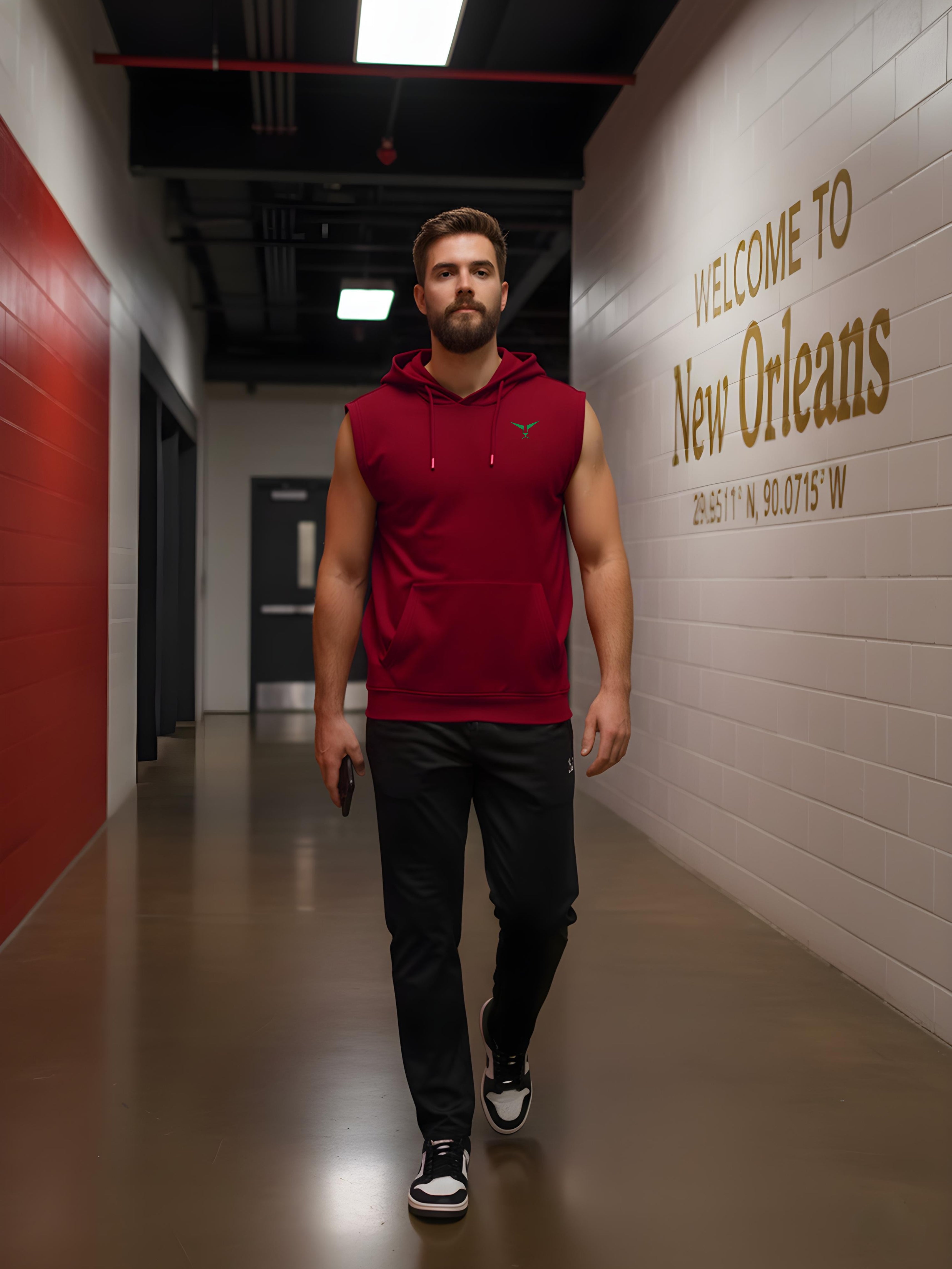 Solid Sleeveless Pullover Hoodie