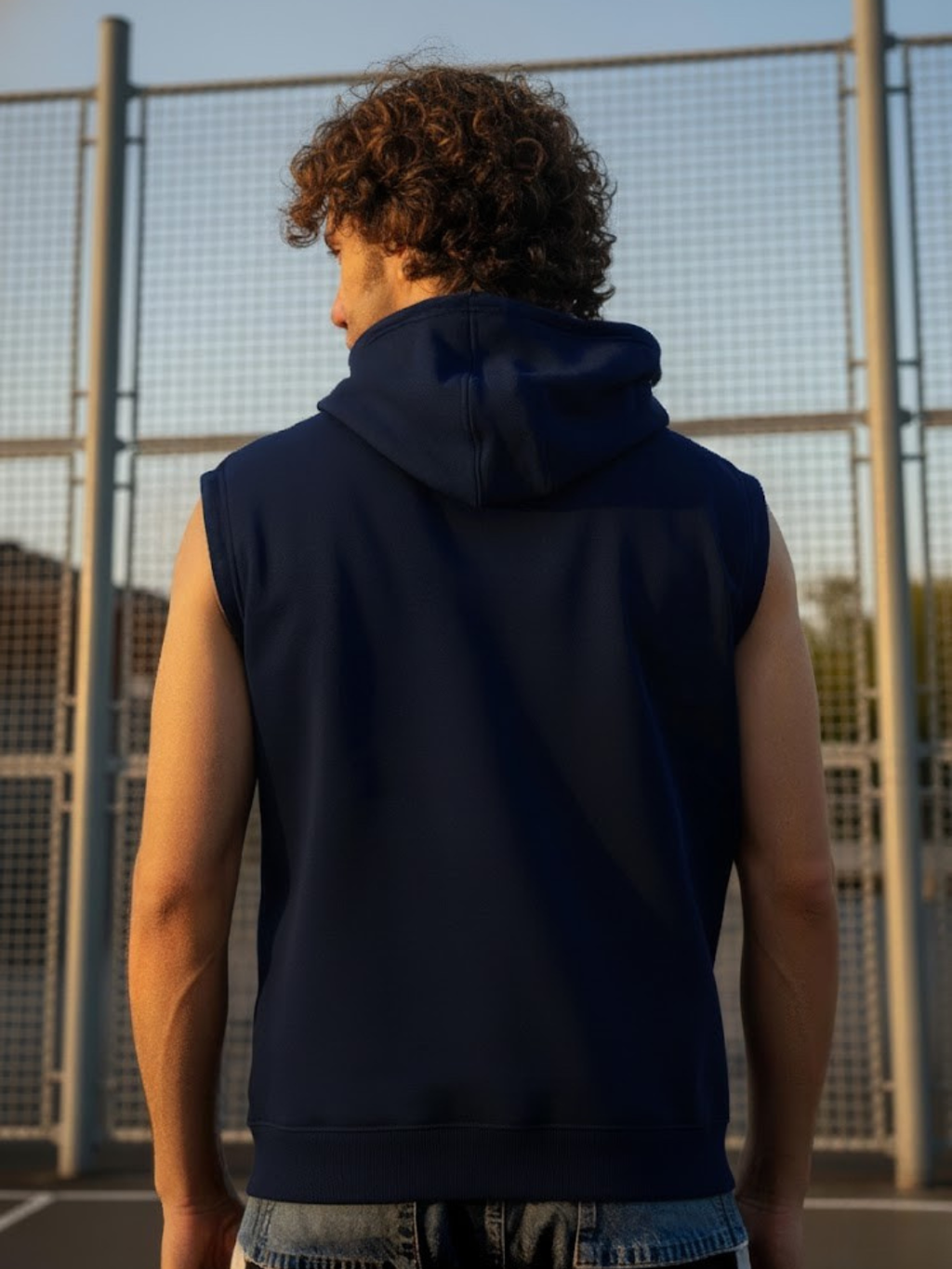 Solid Sleeveless Pullover Hoodie
