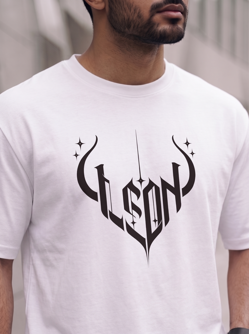LEON Men's Oversized Gothic Printed T-Shirt LEON
