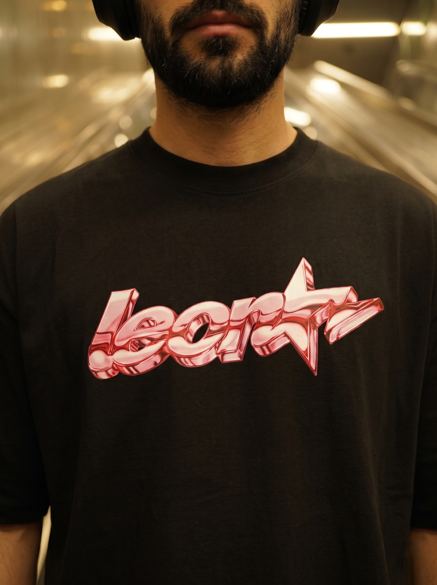 LEON Men's Oversized Leon Star Pink Printed T-Shirt LEON