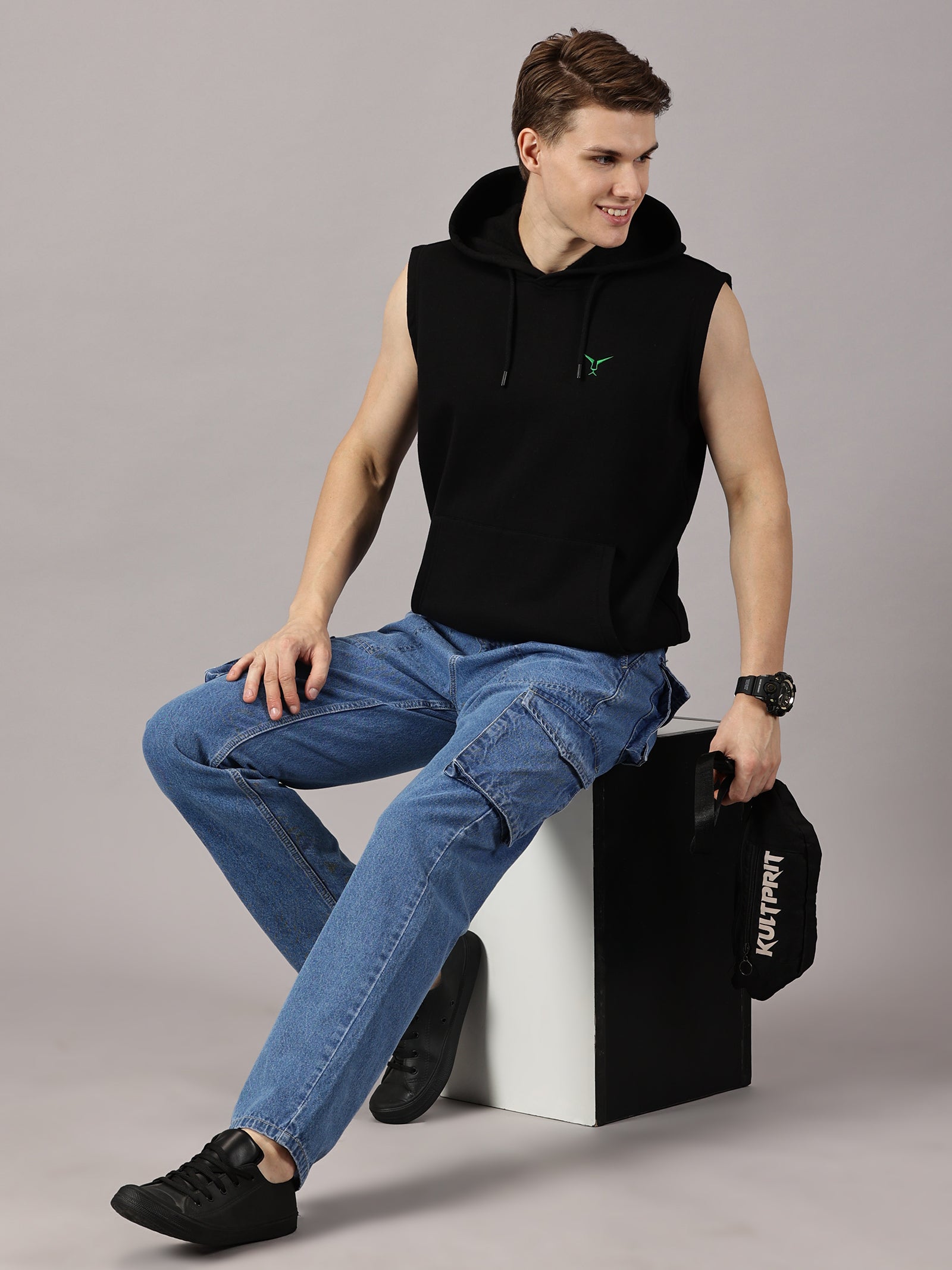 God Did Printed Sleeveless Pullover Hoodie