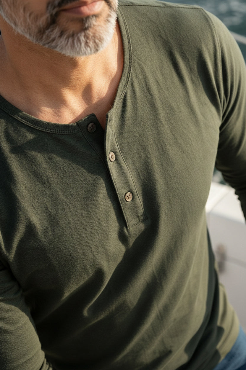 Henley Neck Full Sleeve T-Shirt