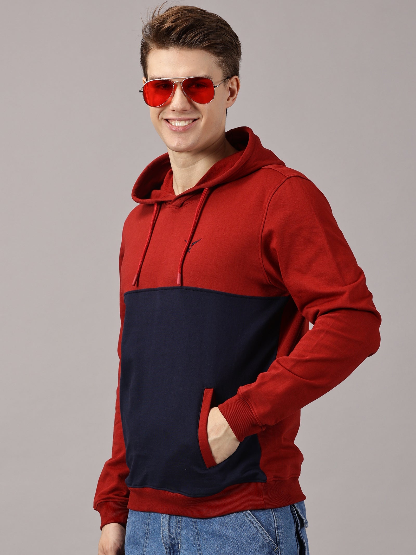 Color Block Cut & Sew Full Sleeve Pullover Hoodie