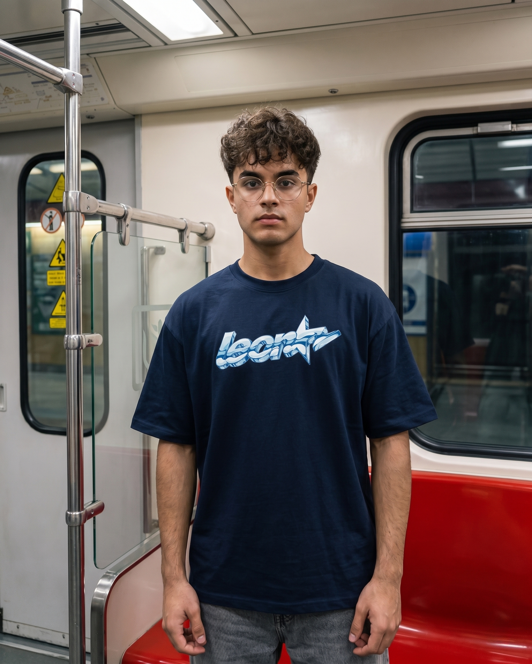 LEON Men's Oversized Leon Star Blue Printed T-Shirt LEON
