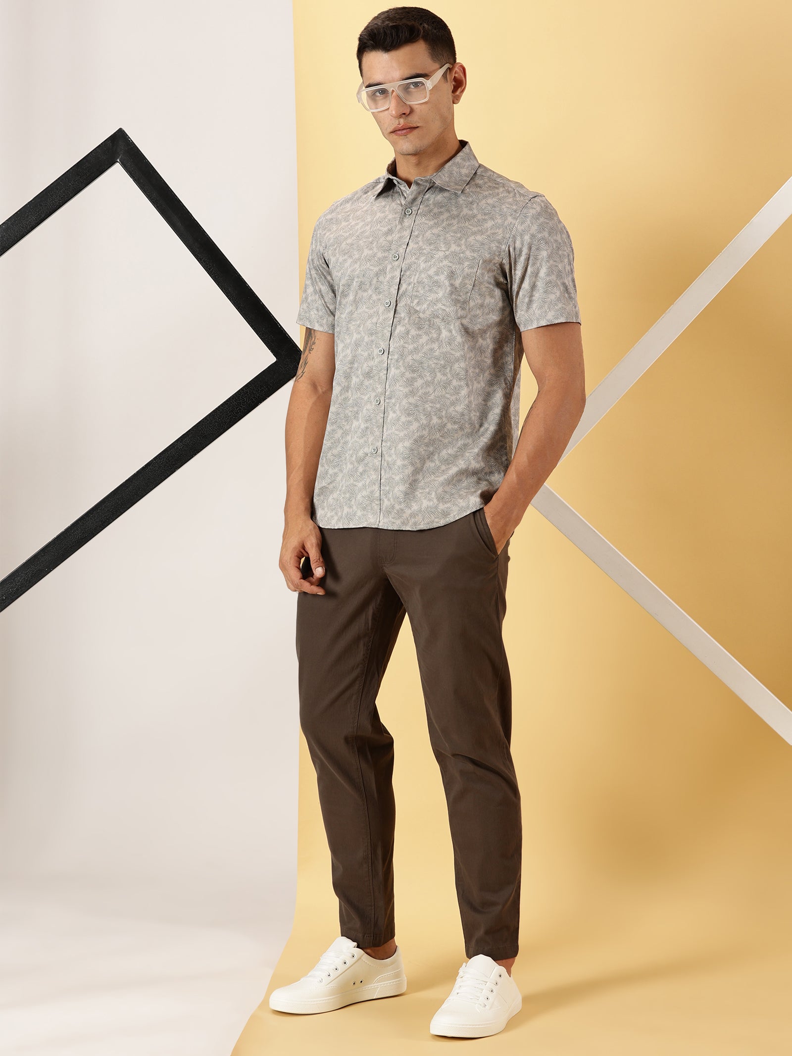 Leaf Printed Half Sleeve Shirt