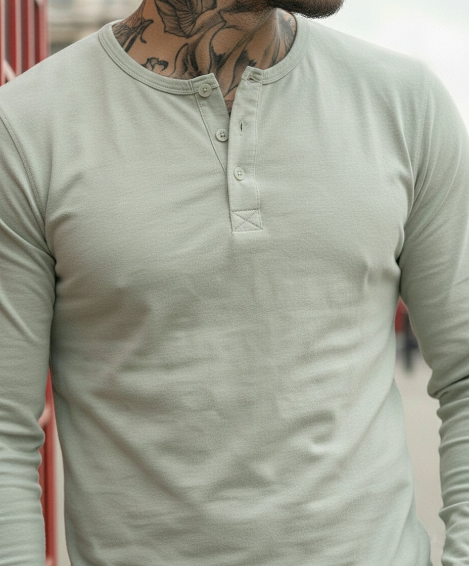 Henley Neck Full Sleeve T-Shirt