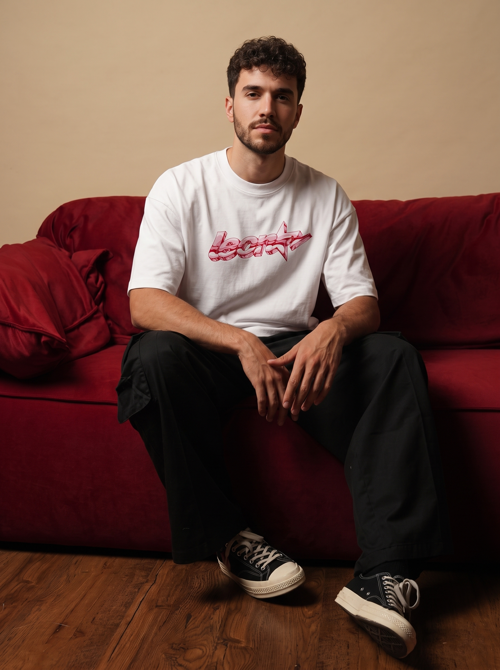 LEON Men's Oversized Leon Star Pink Printed T-Shirt LEON