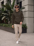 Solid Kangaroo Pocket Pullover Fullsleeve Hoodie Leon Clothing