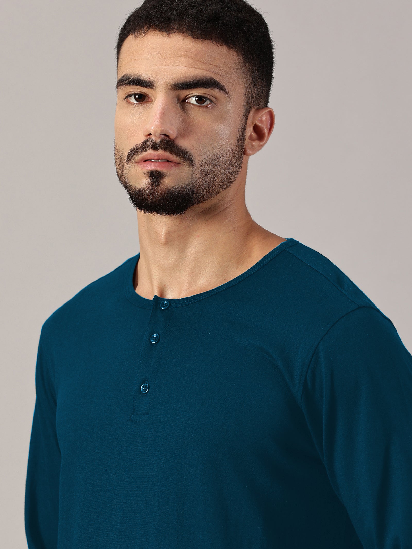 Henley Neck Full Sleeve T-Shirt
