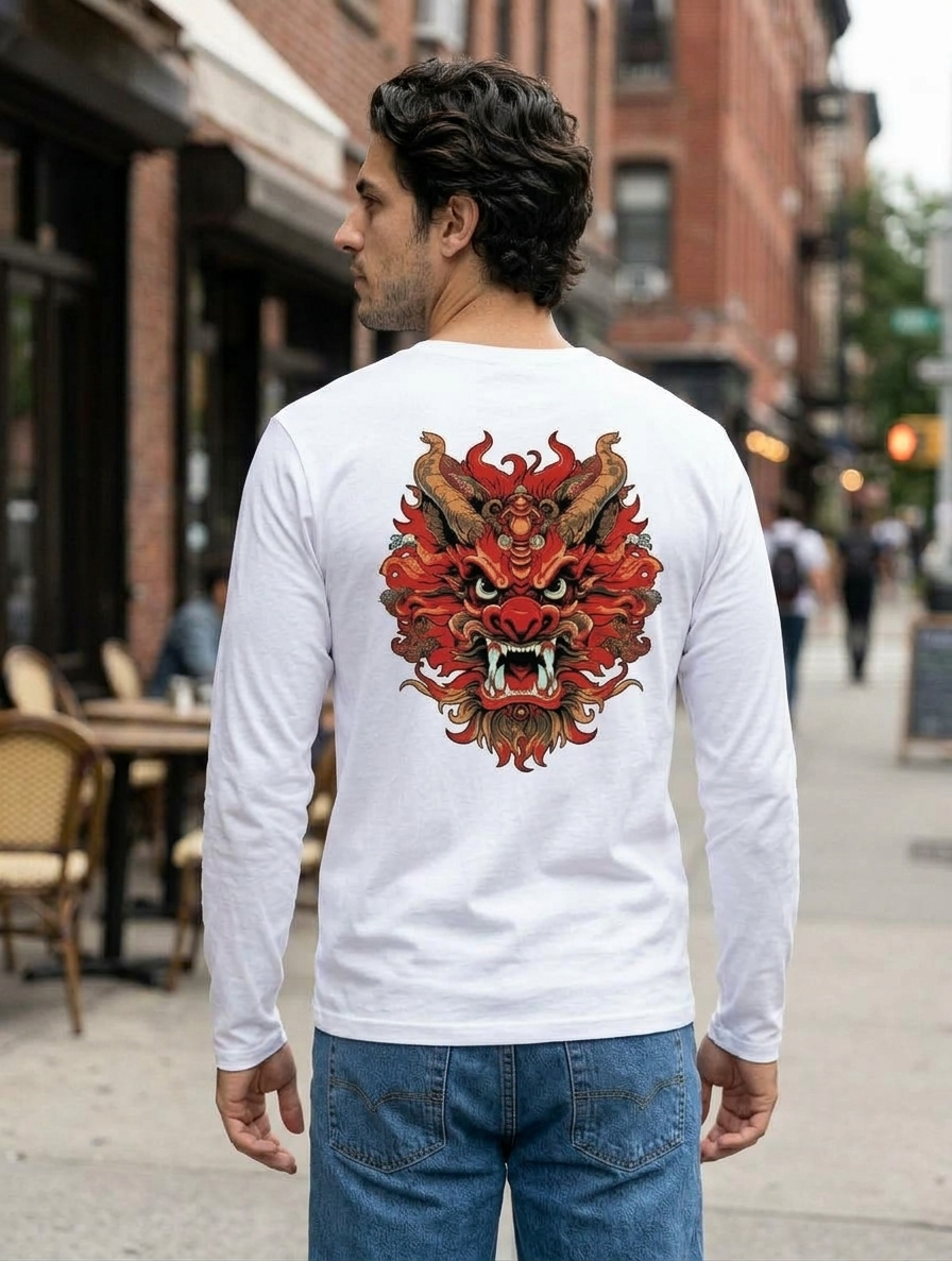 LEON Men’s Full Sleeve Printed T-Shirt | 100% Cotton 180 GSM Single Jersey LEON