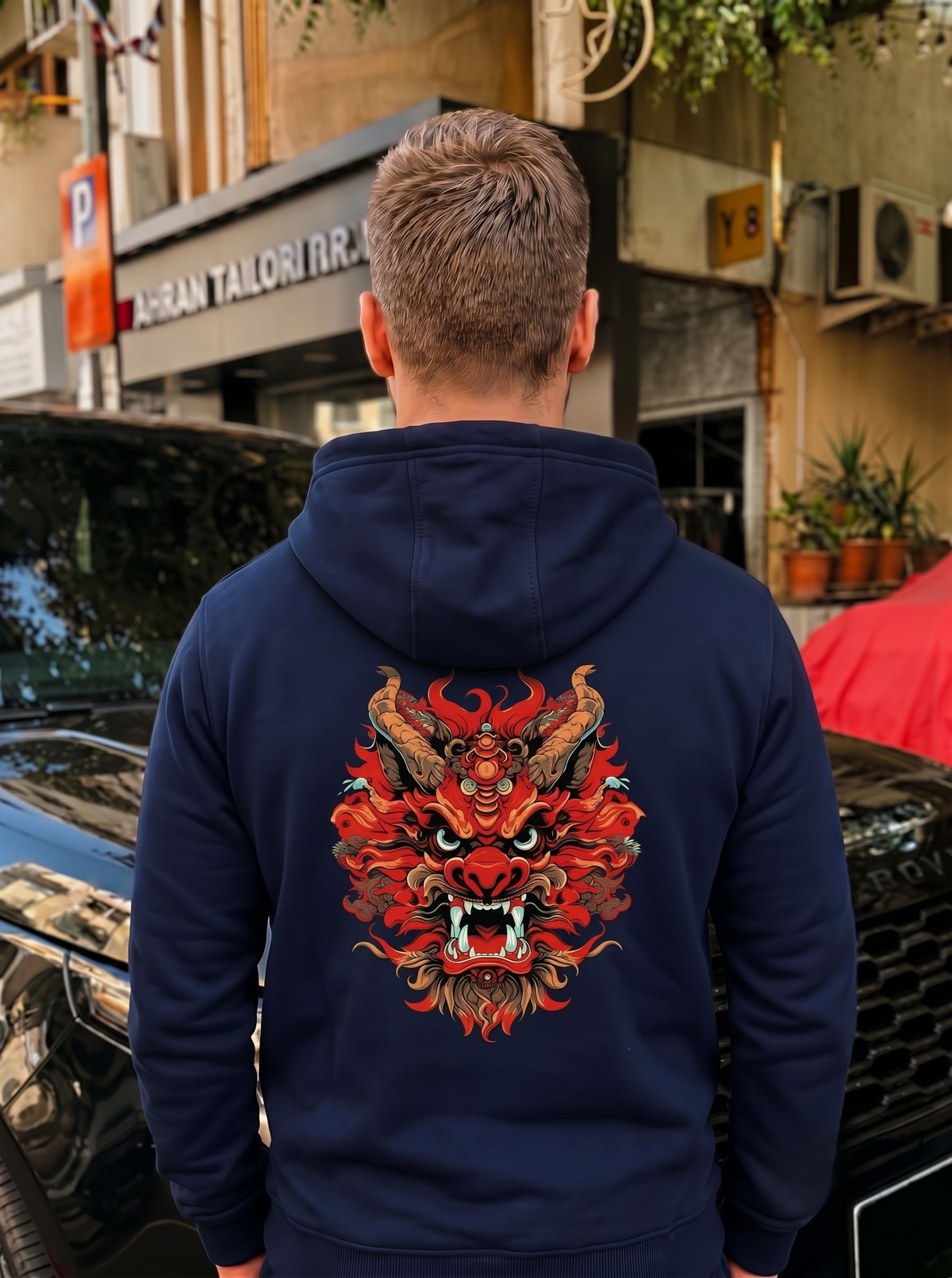 Dragon Printed Full Sleeve Pullover Hoodie LEON