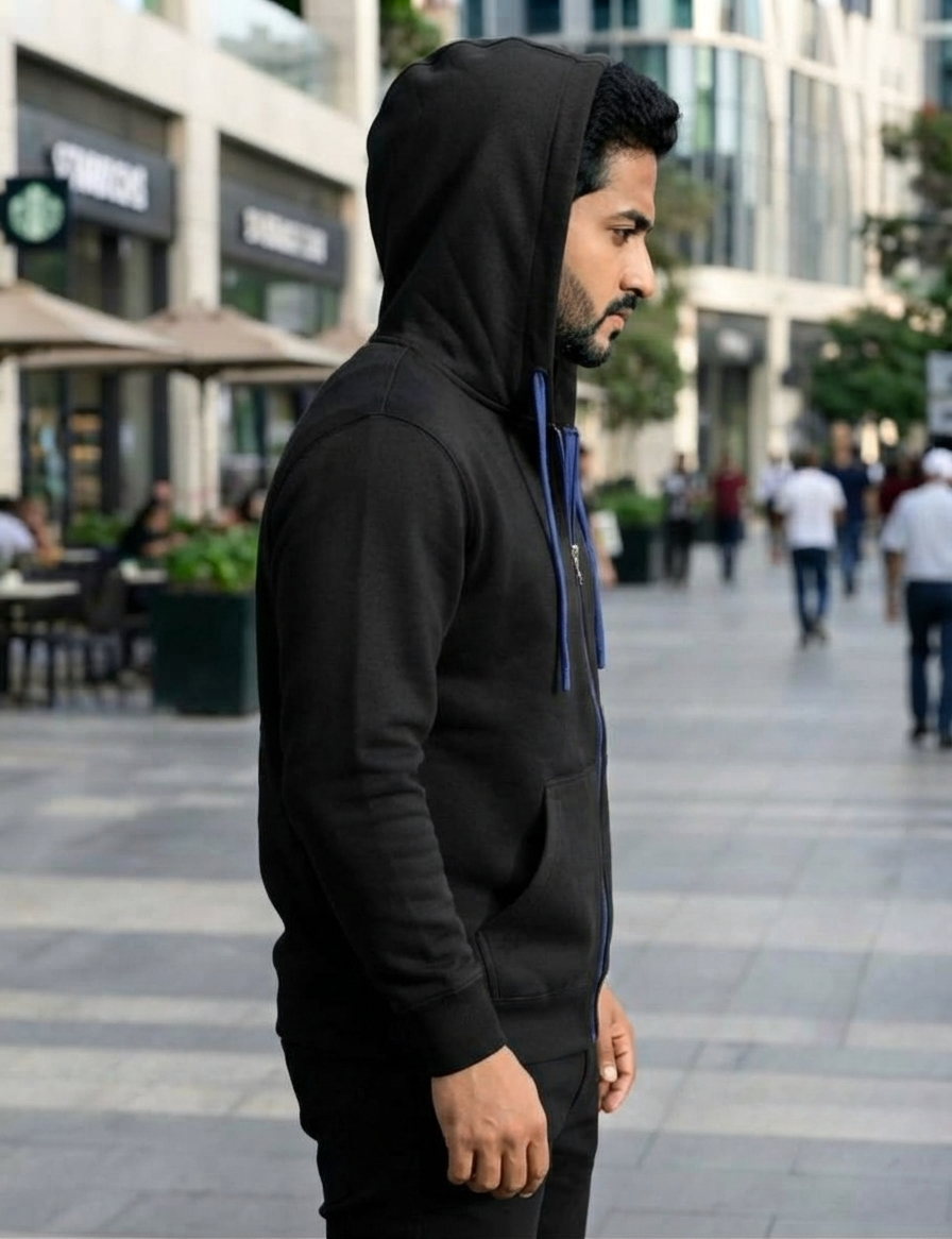 Leon Men’s Full Sleeve Hoodie | 340 GSM Poly Cotton Contrast Zip Hoodie LEON