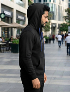 Leon Men’s Full Sleeve Hoodie | 340 GSM Poly Cotton Contrast Zip Hoodie LEON