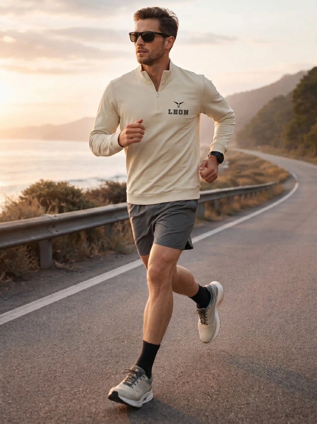 High Neck Half Zipper Sports Sweatshirt LEON
