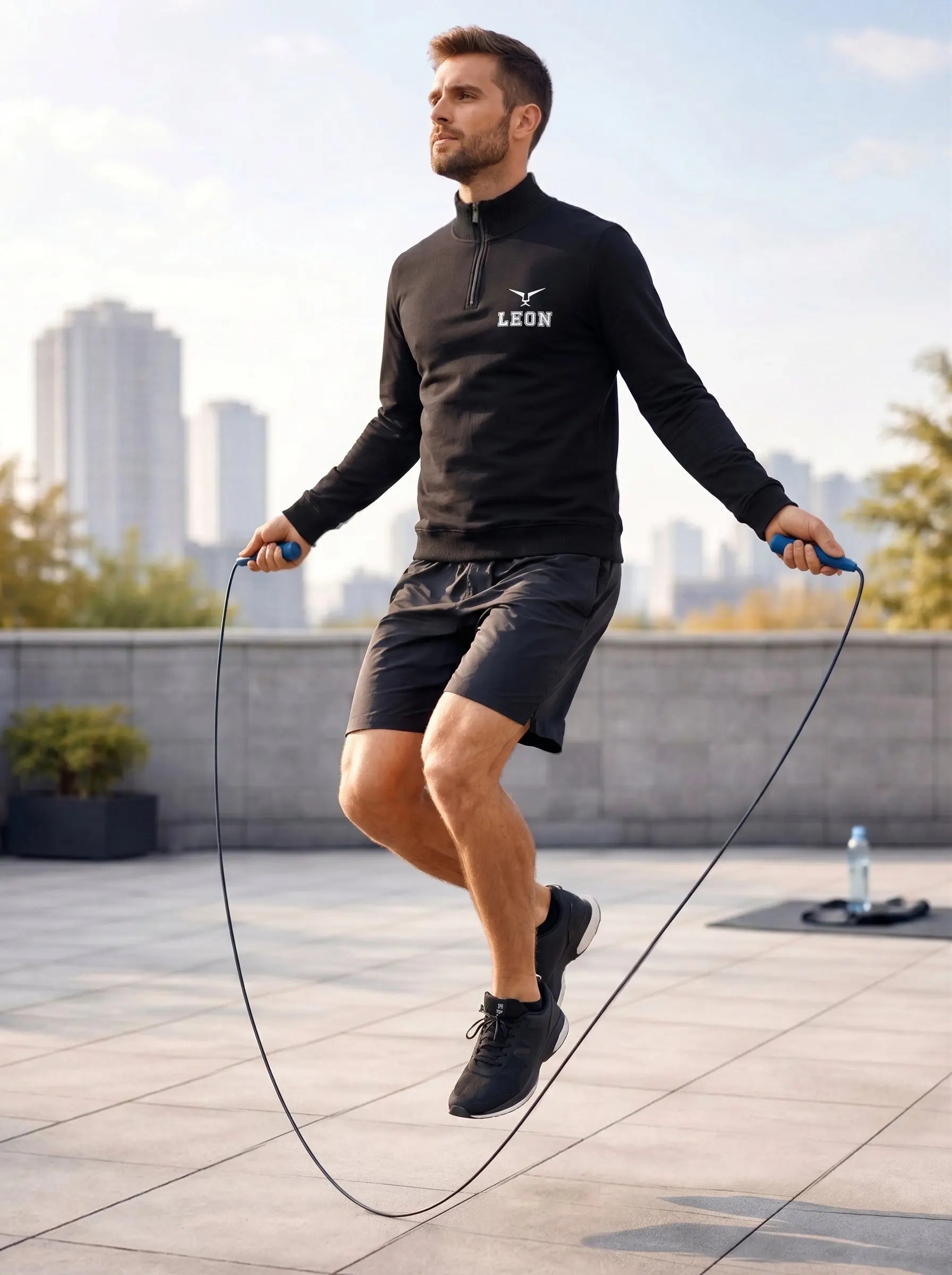 High Neck Half Zipper Sports Sweatshirt LEON