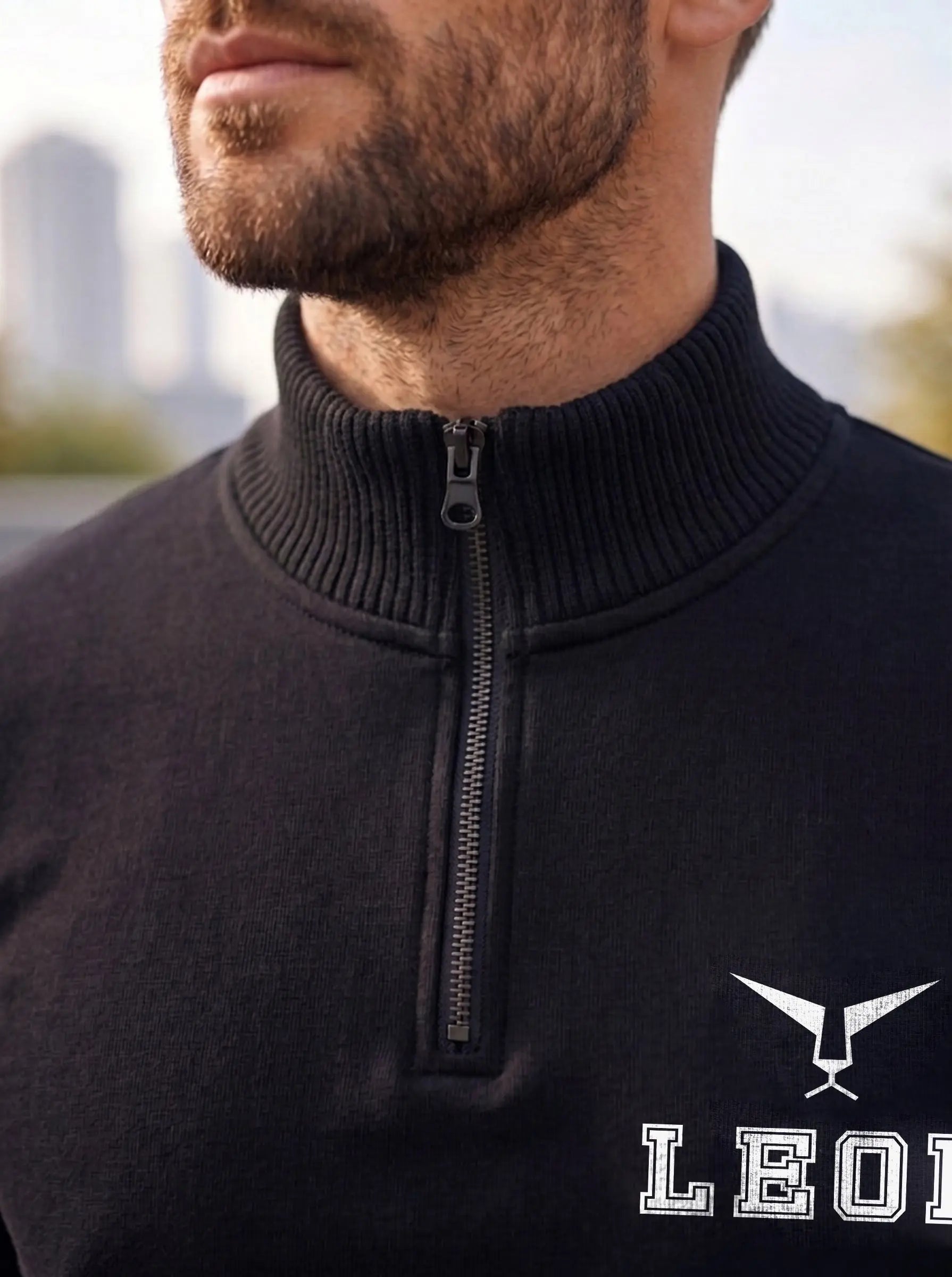 High Neck Half Zipper Sports Sweatshirt LEON