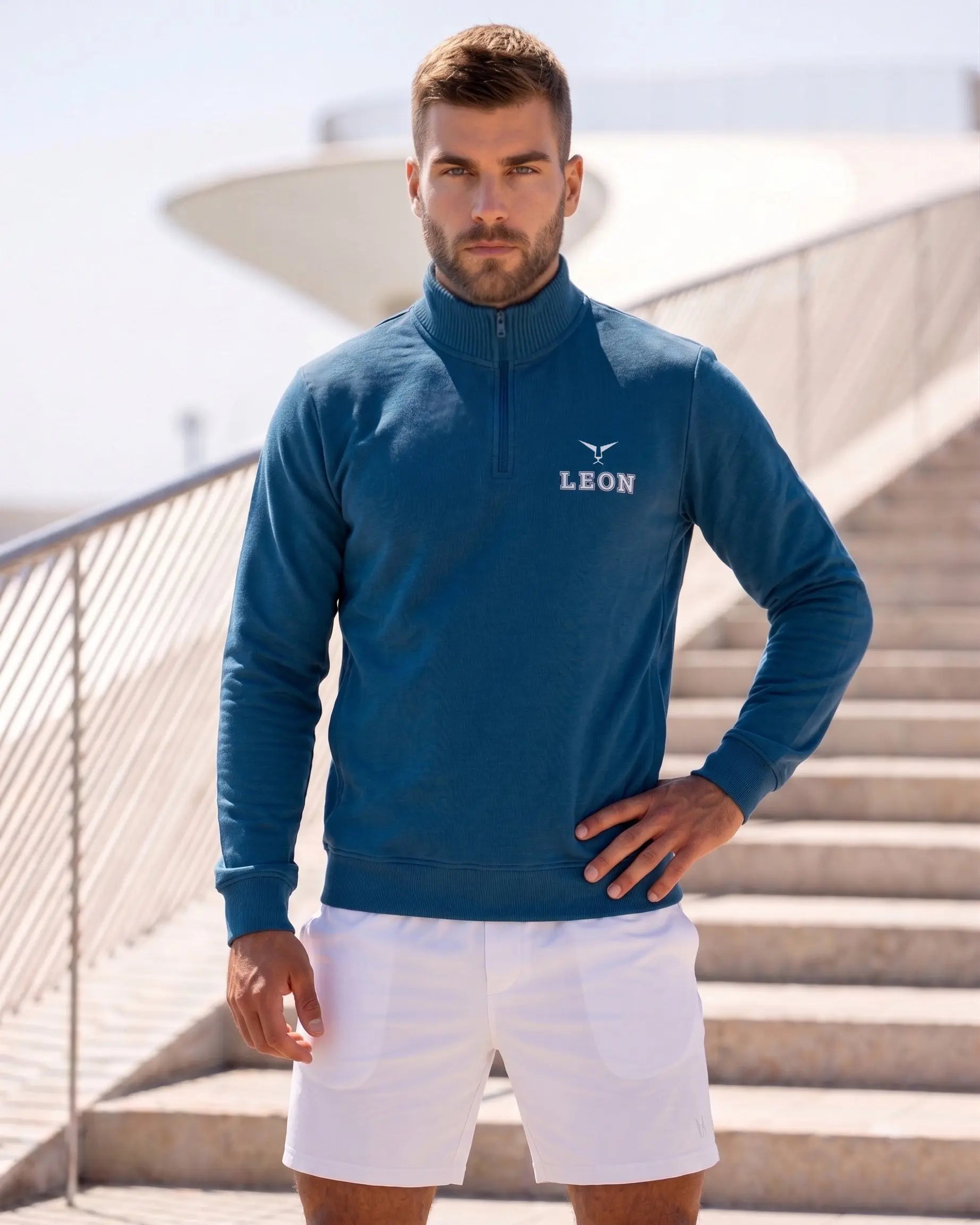 High Neck Half Zipper Sports Sweatshirt LEON