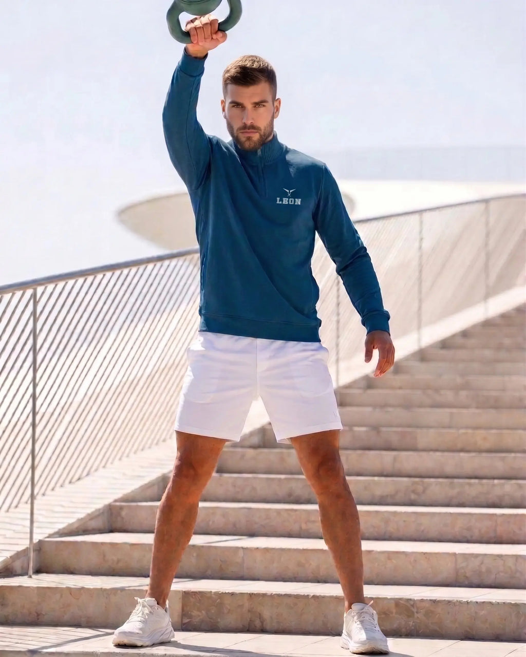 High Neck Half Zipper Sports Sweatshirt LEON