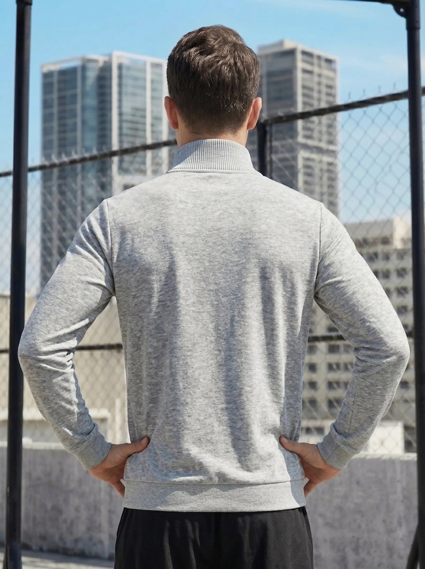 High Neck Half Zipper Sports Sweatshirt LEON