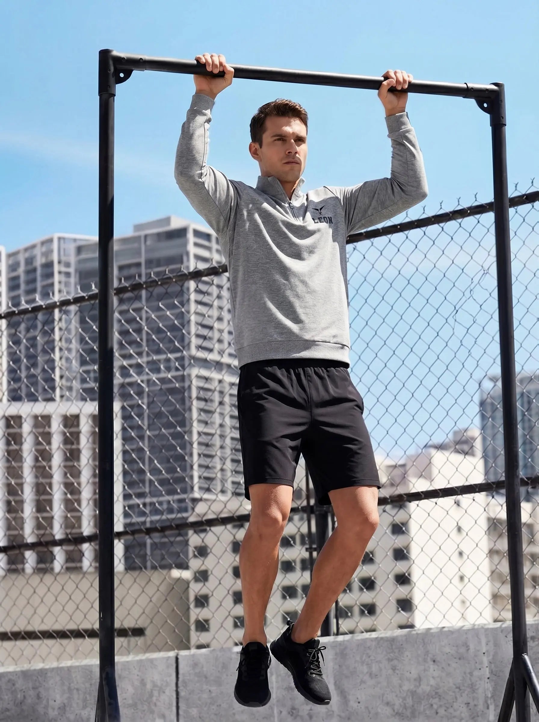 High Neck Half Zipper Sports Sweatshirt LEON