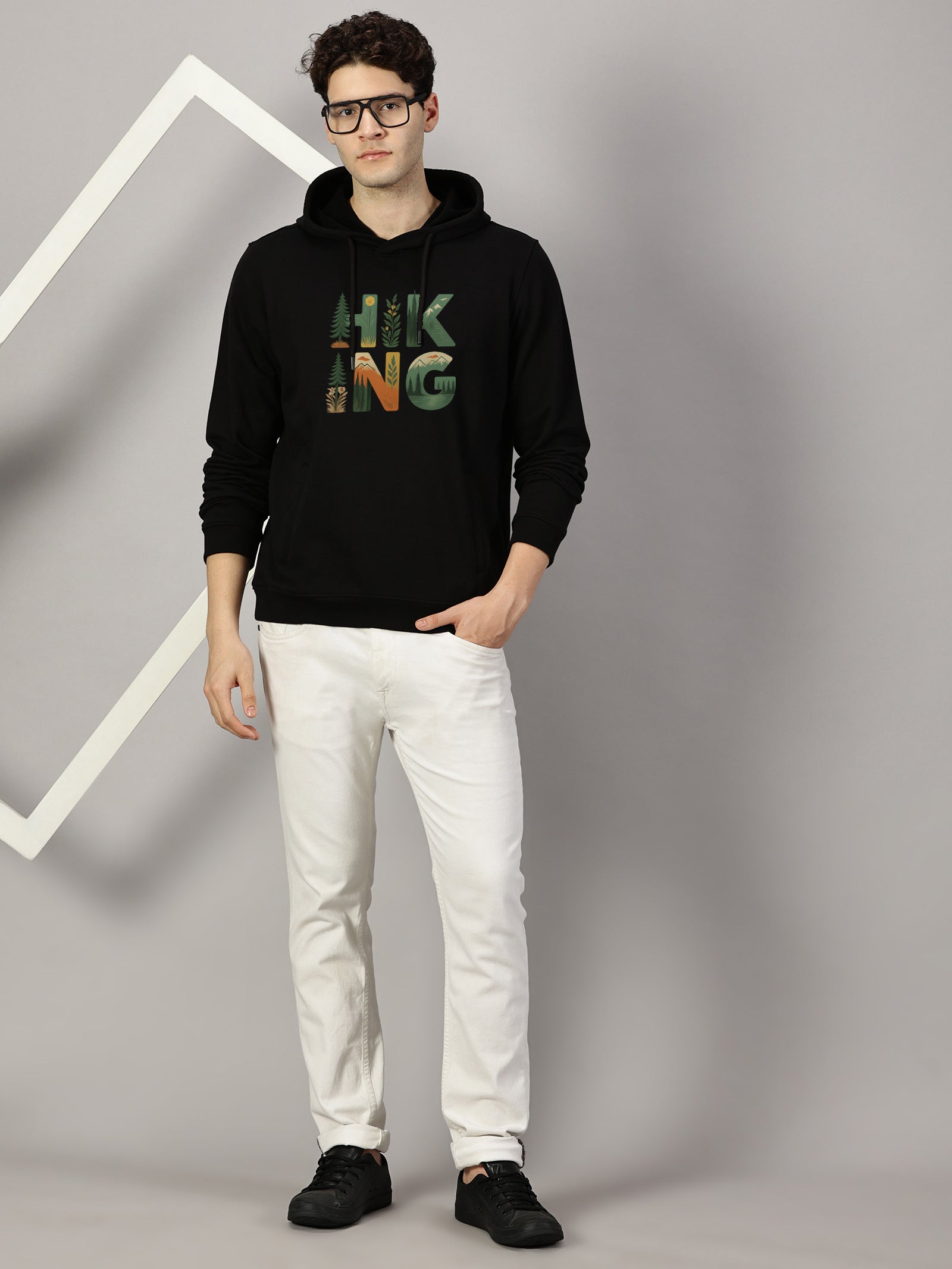 Hiking Printed Cut Pocket Full Sleeve Pullover Hoodie