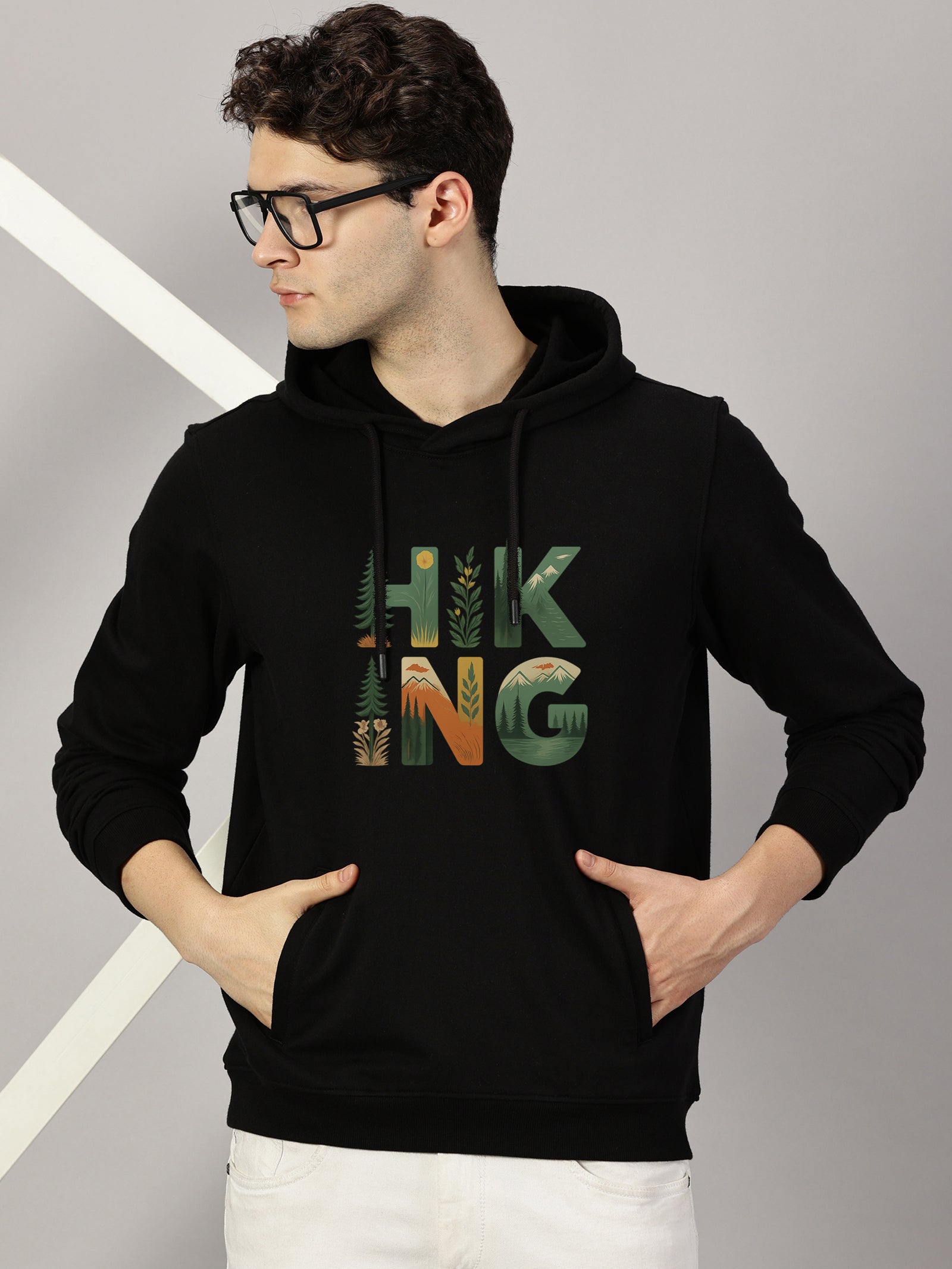 Hiking Printed Cut Pocket Full Sleeve Pullover Hoodie