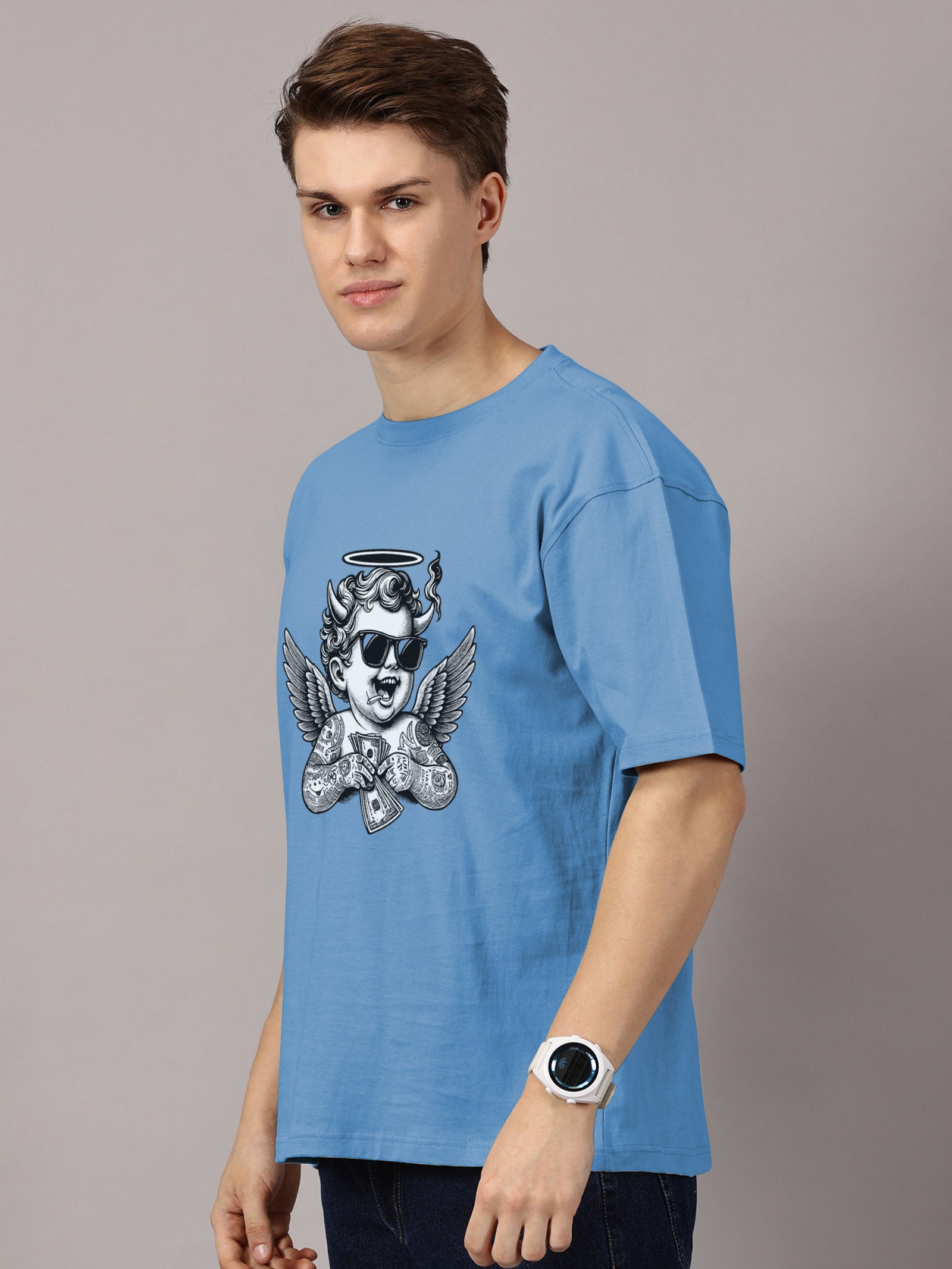 Angel Printed Oversized Drop Shoulder T-Shirt