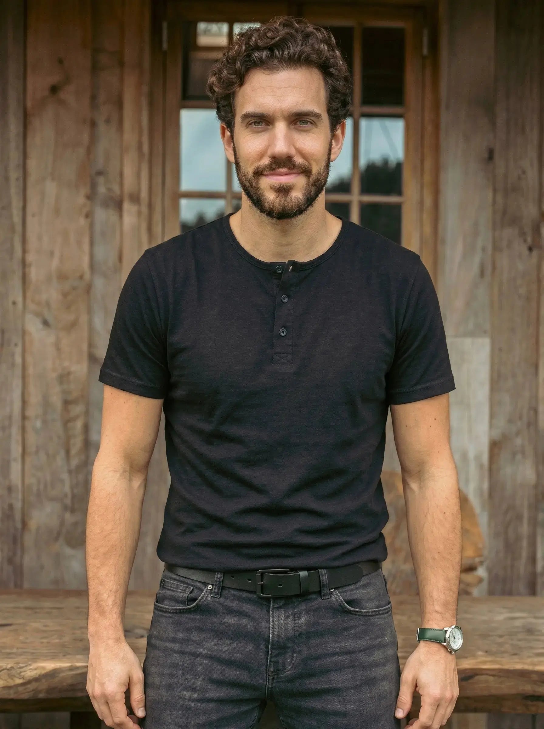 Henley Neck  Half Sleeve T-Shirt LEON