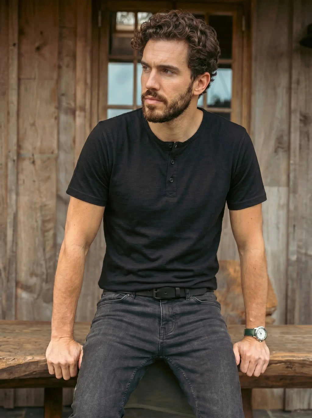 Henley Neck  Half Sleeve T-Shirt LEON