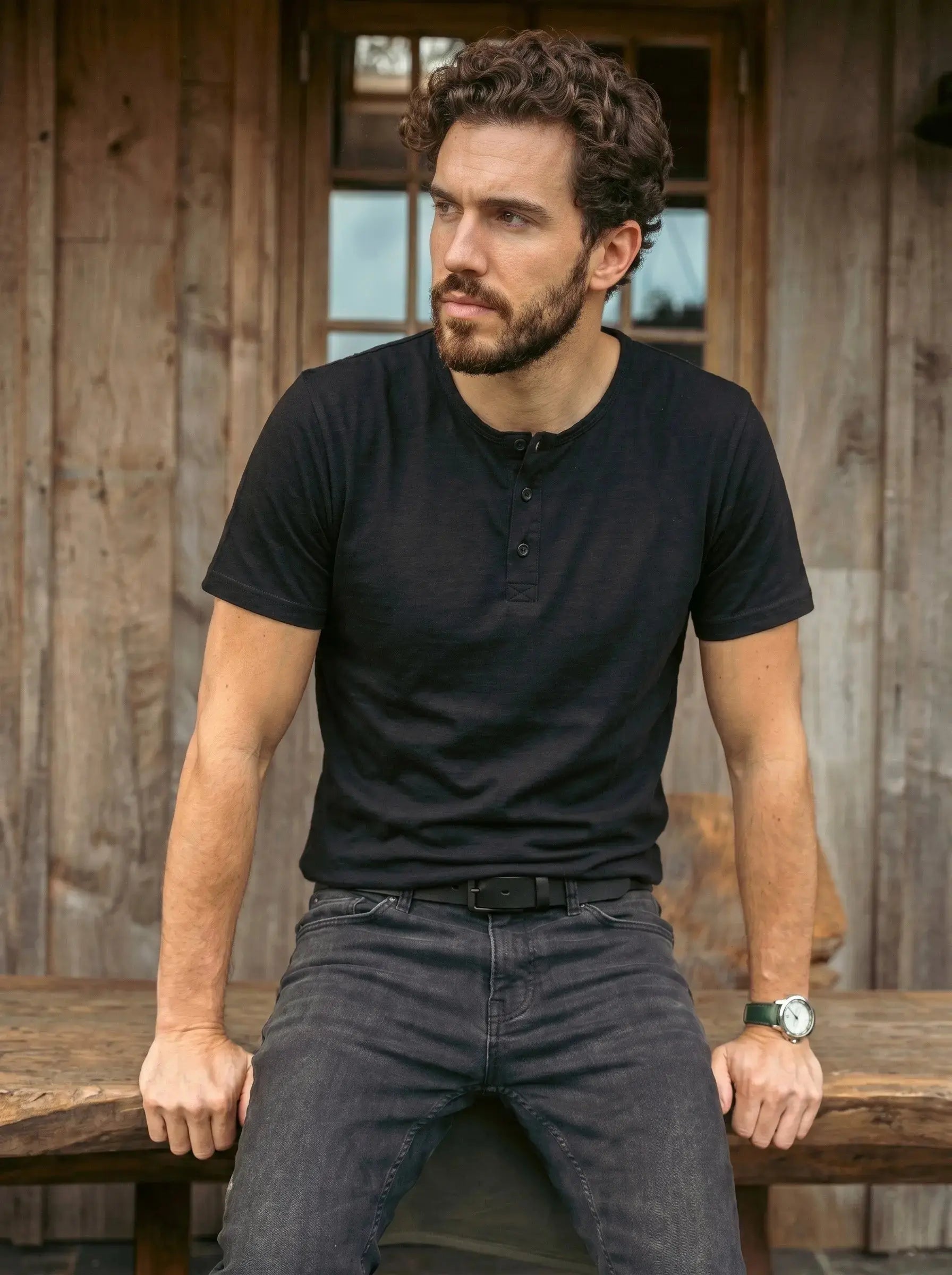 Henley Neck  Half Sleeve T-Shirt LEON