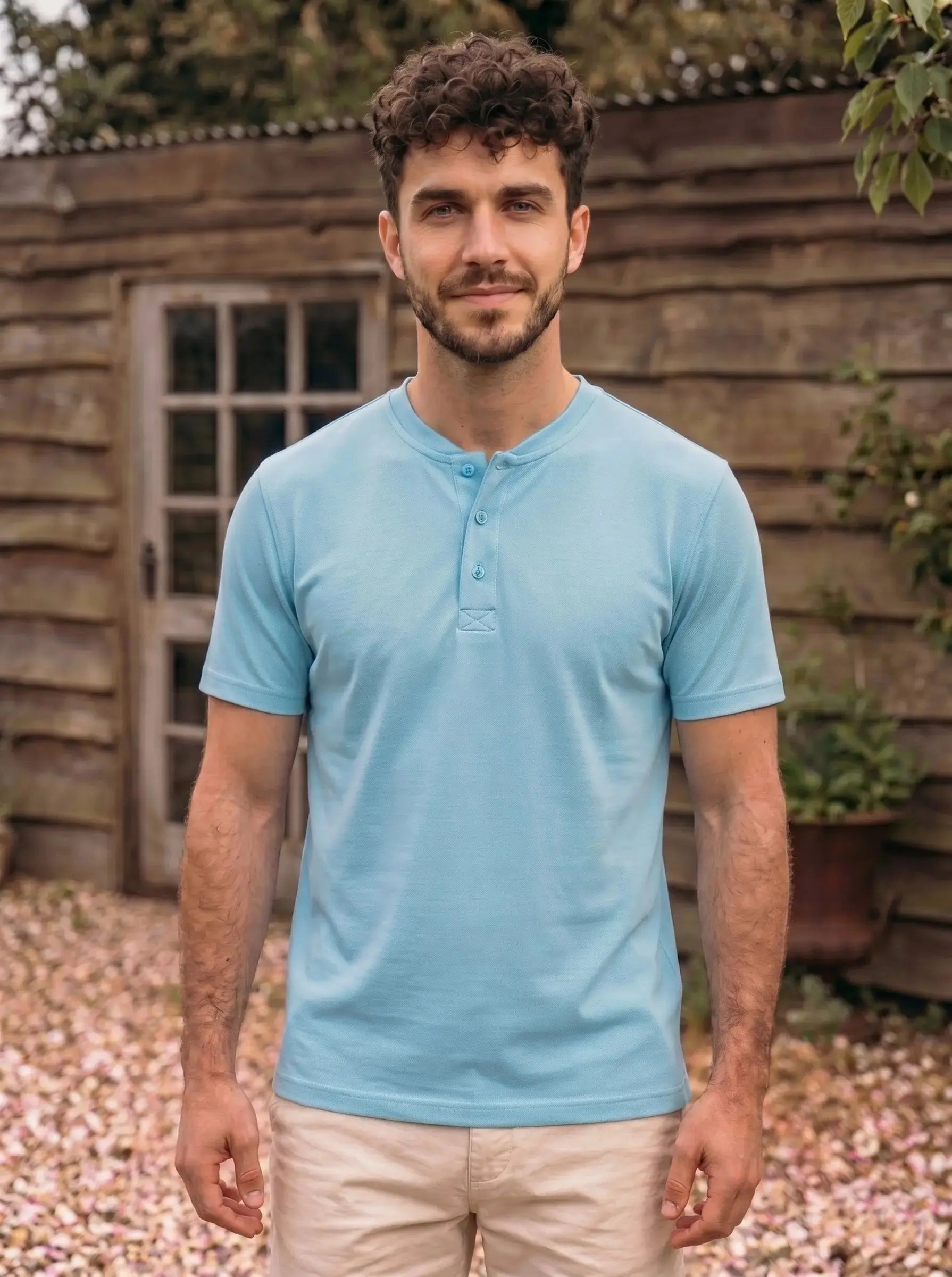Henley Neck  Half Sleeve T-Shirt LEON