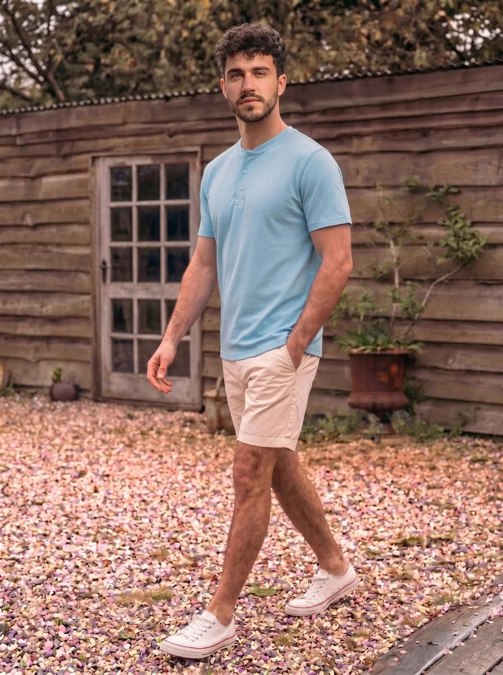 Henley Neck  Half Sleeve T-Shirt LEON