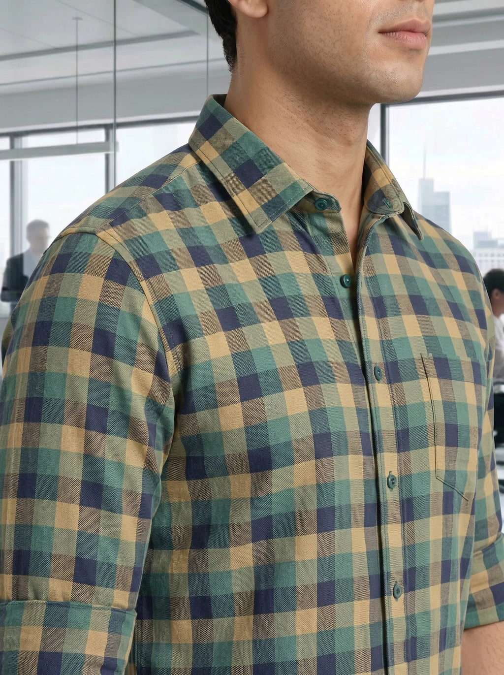 Checkered Poly Cotton Full Sleeve Shirt LEON